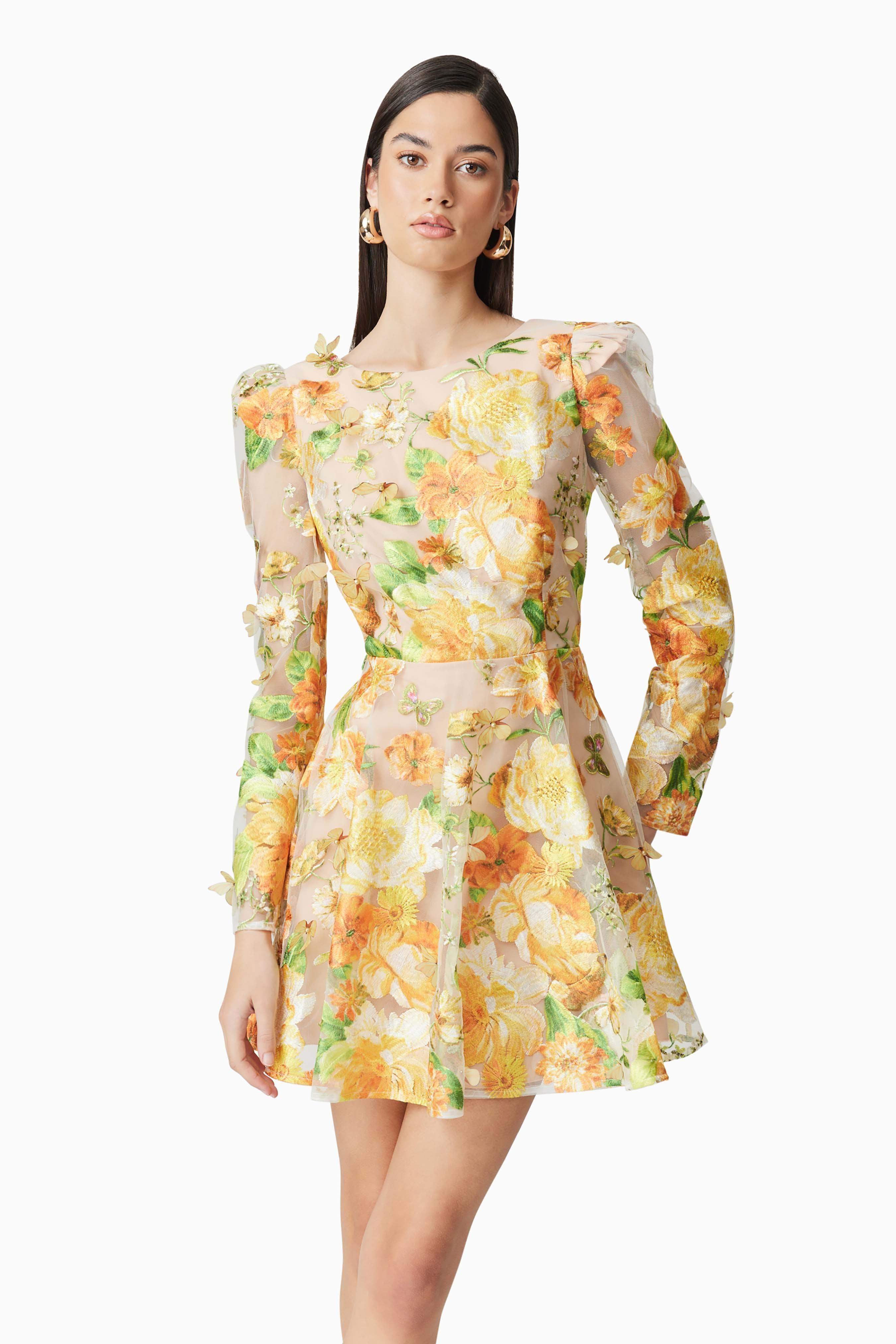 Aella A-Line Mini Dress in Yellow - Image 2