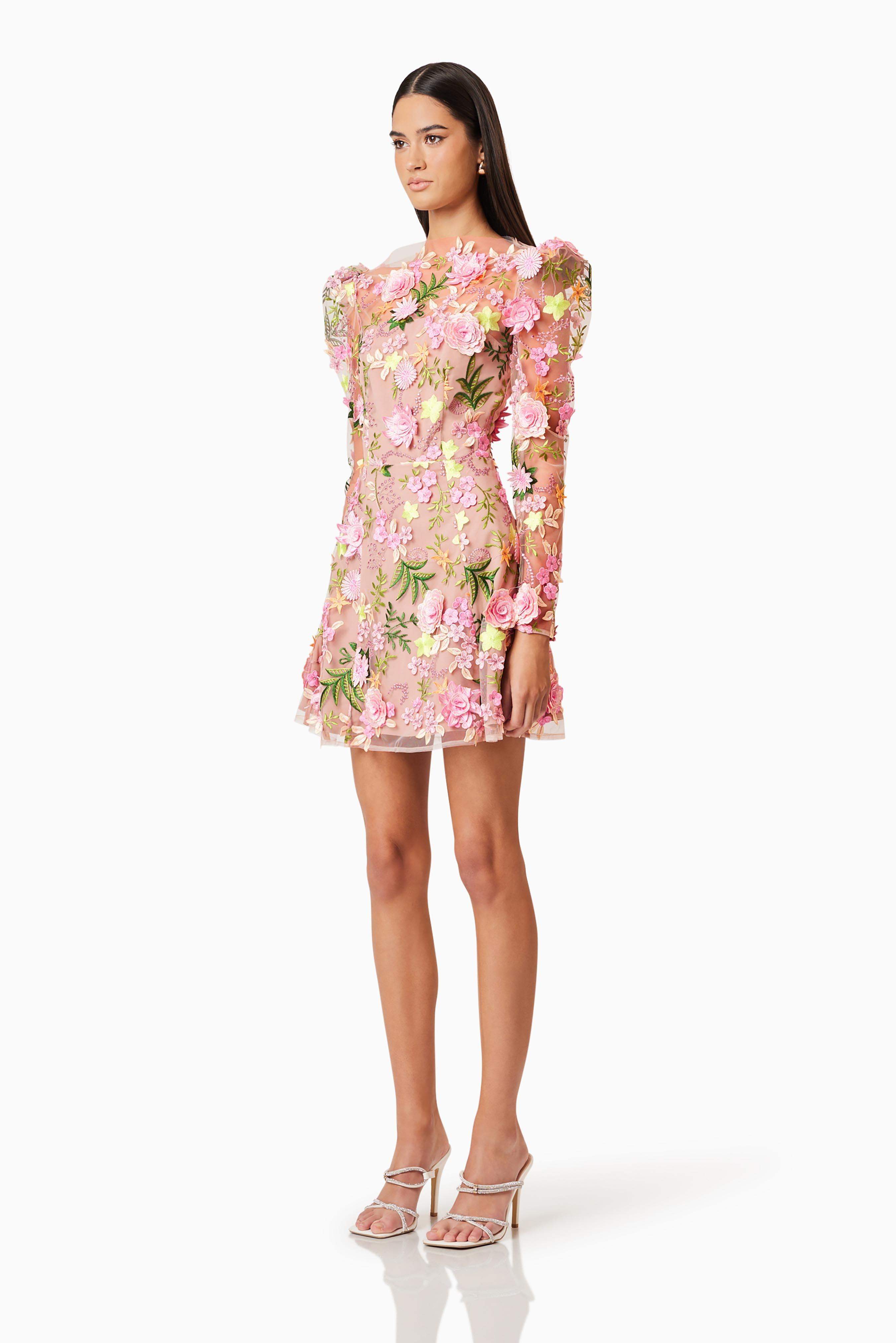 Aella A-line Floral Mini Dress In Pink - Image 3