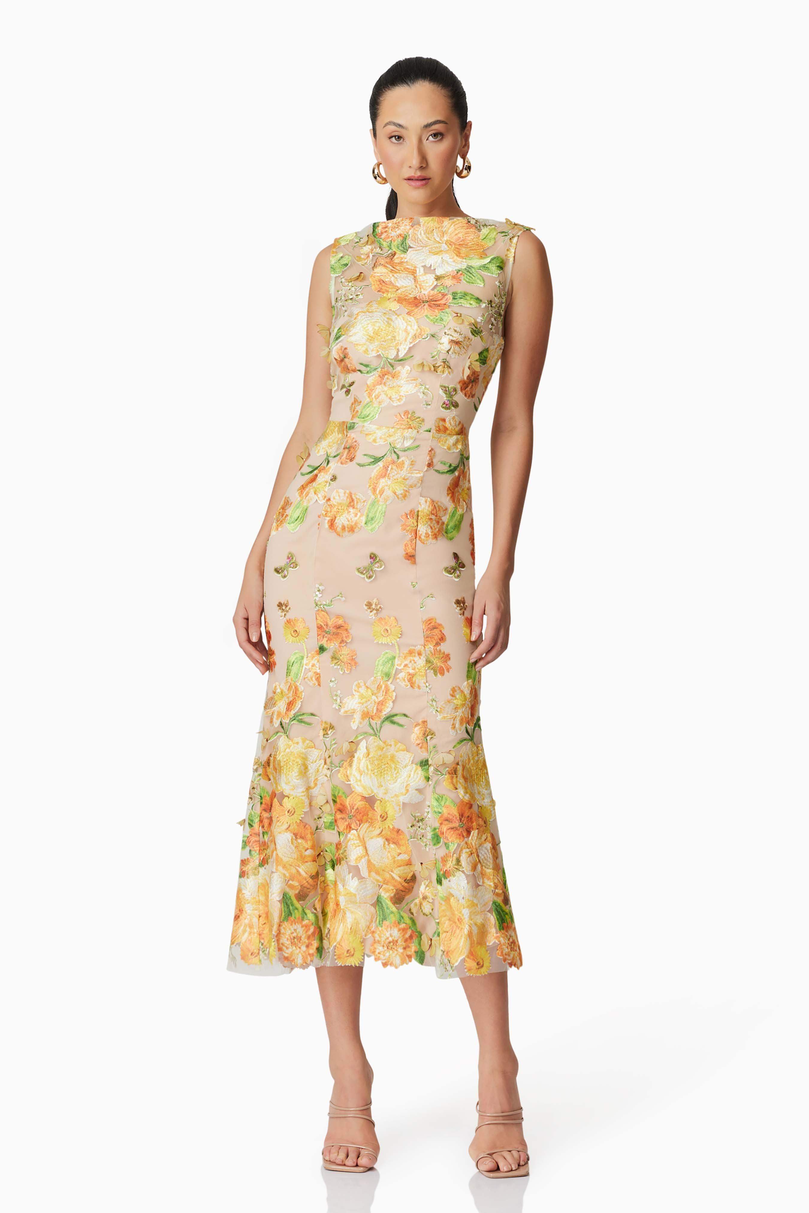Aella Butterfly Midi Dress in Yellow - Image 4