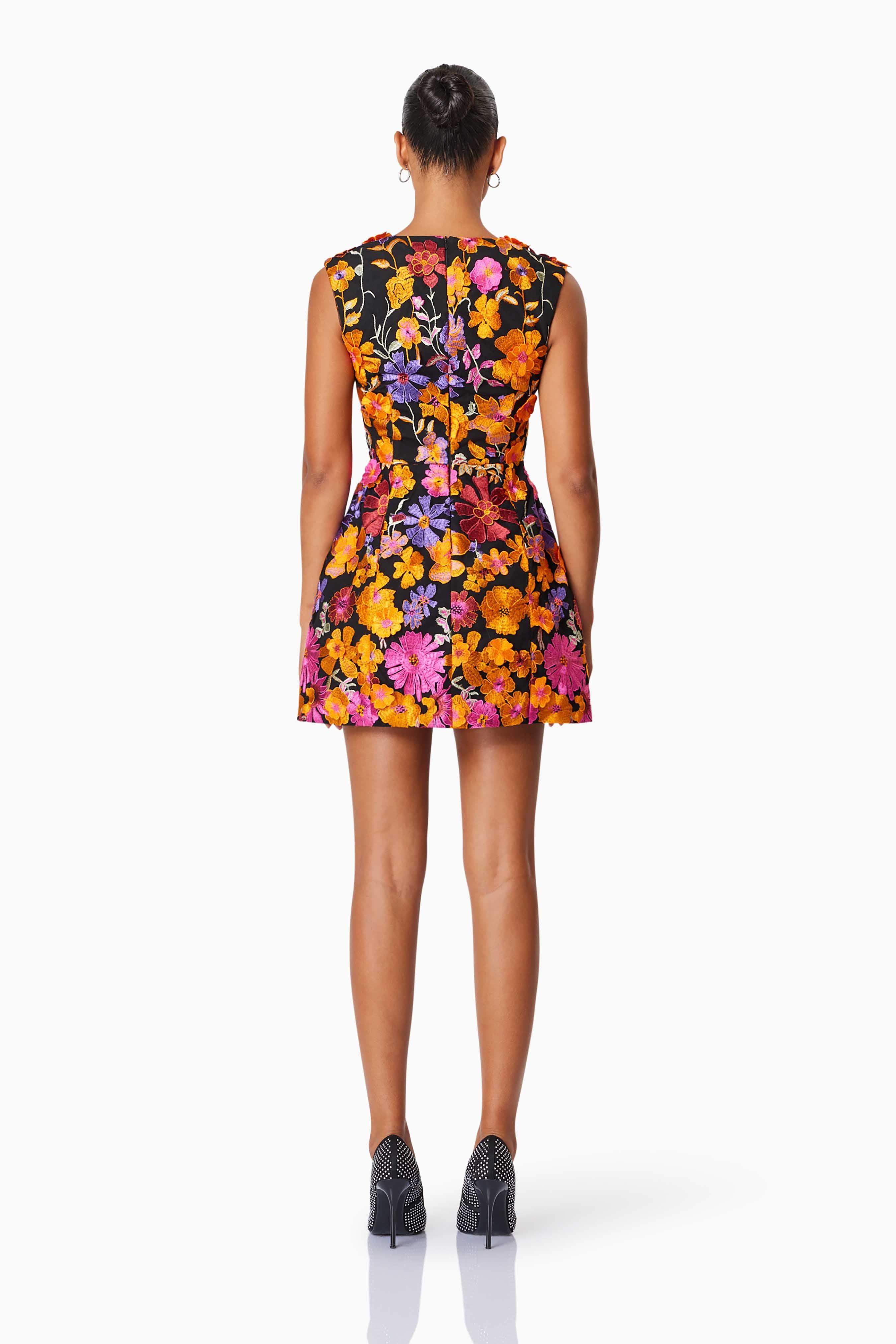 Alessandra Floral Mini Dress In Orange - Image 5