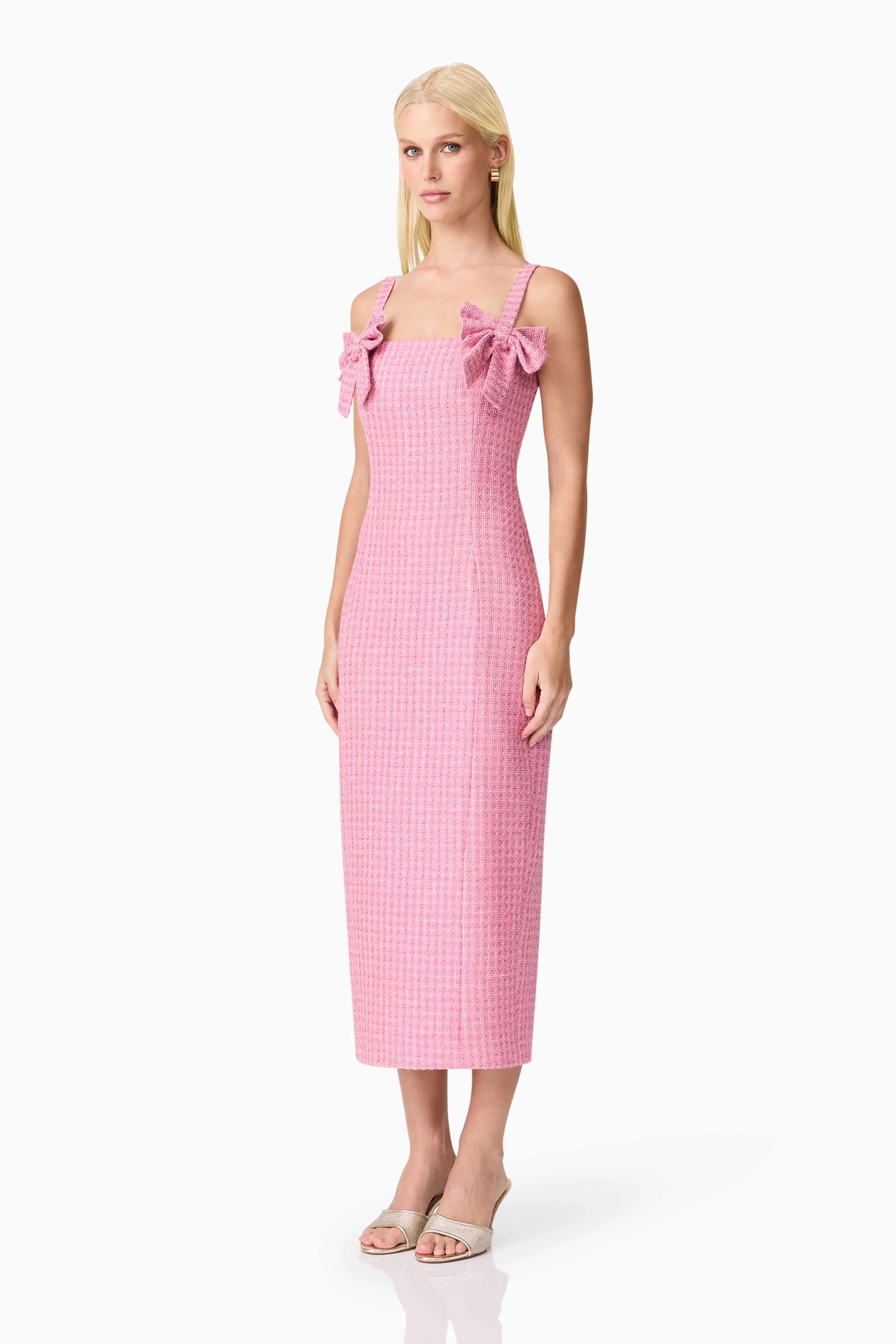 Alia Fitted Midi Dress In Pink - Image 2