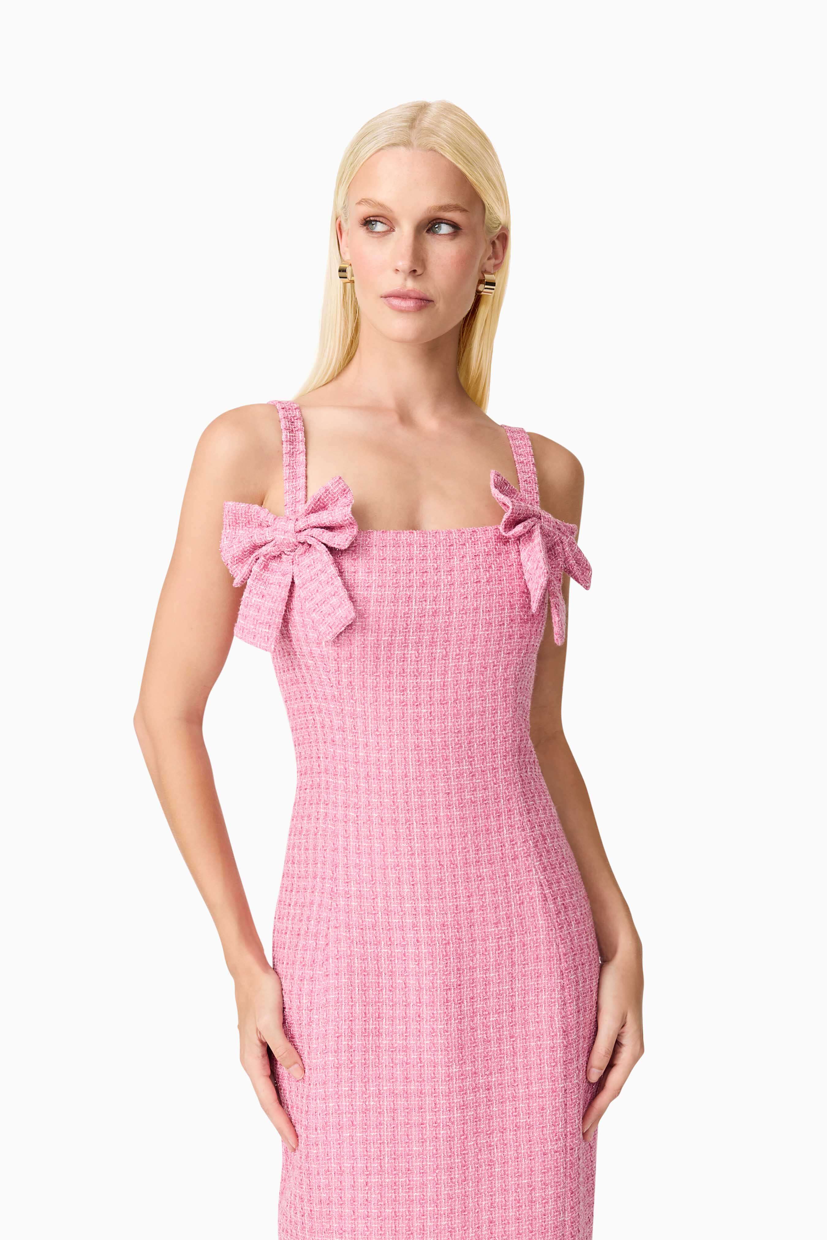 Alia Fitted Midi Dress In Pink - Image 5
