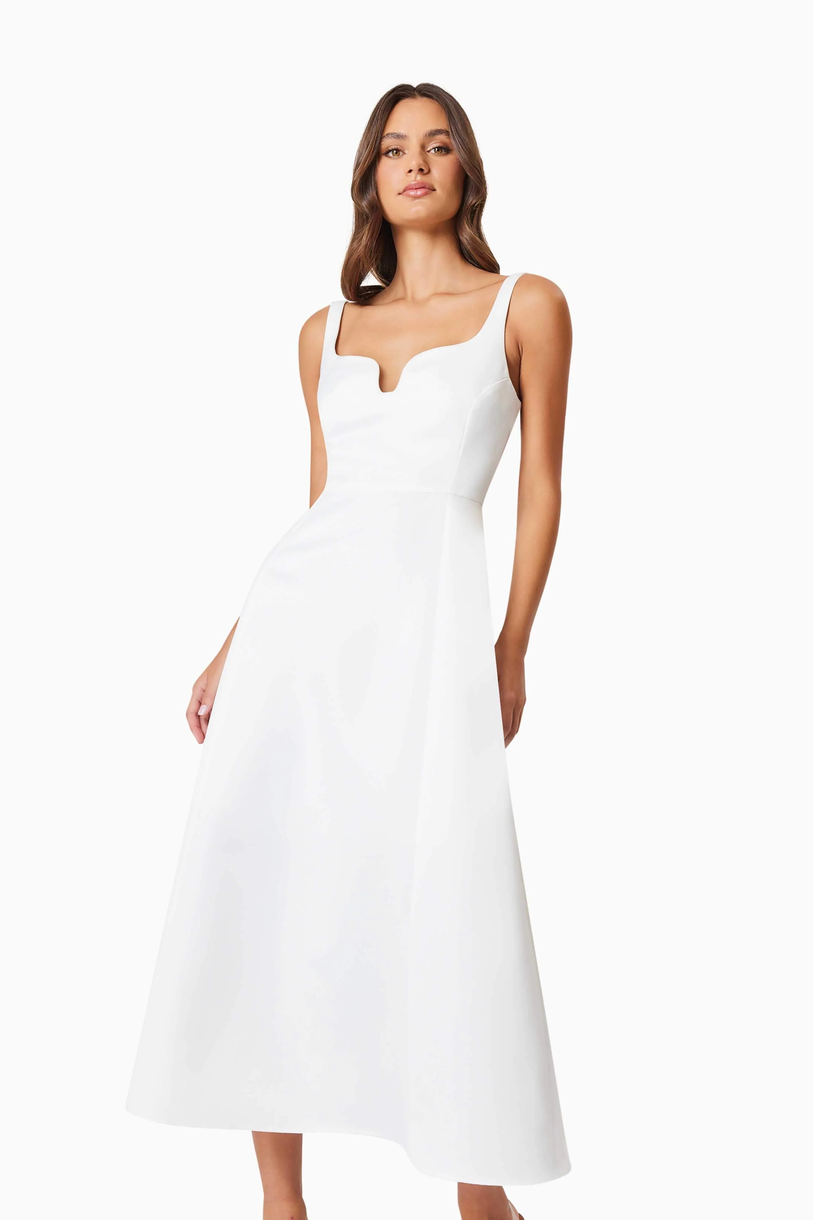 Alice Duchess Satin Midi Dress In White - Image 6