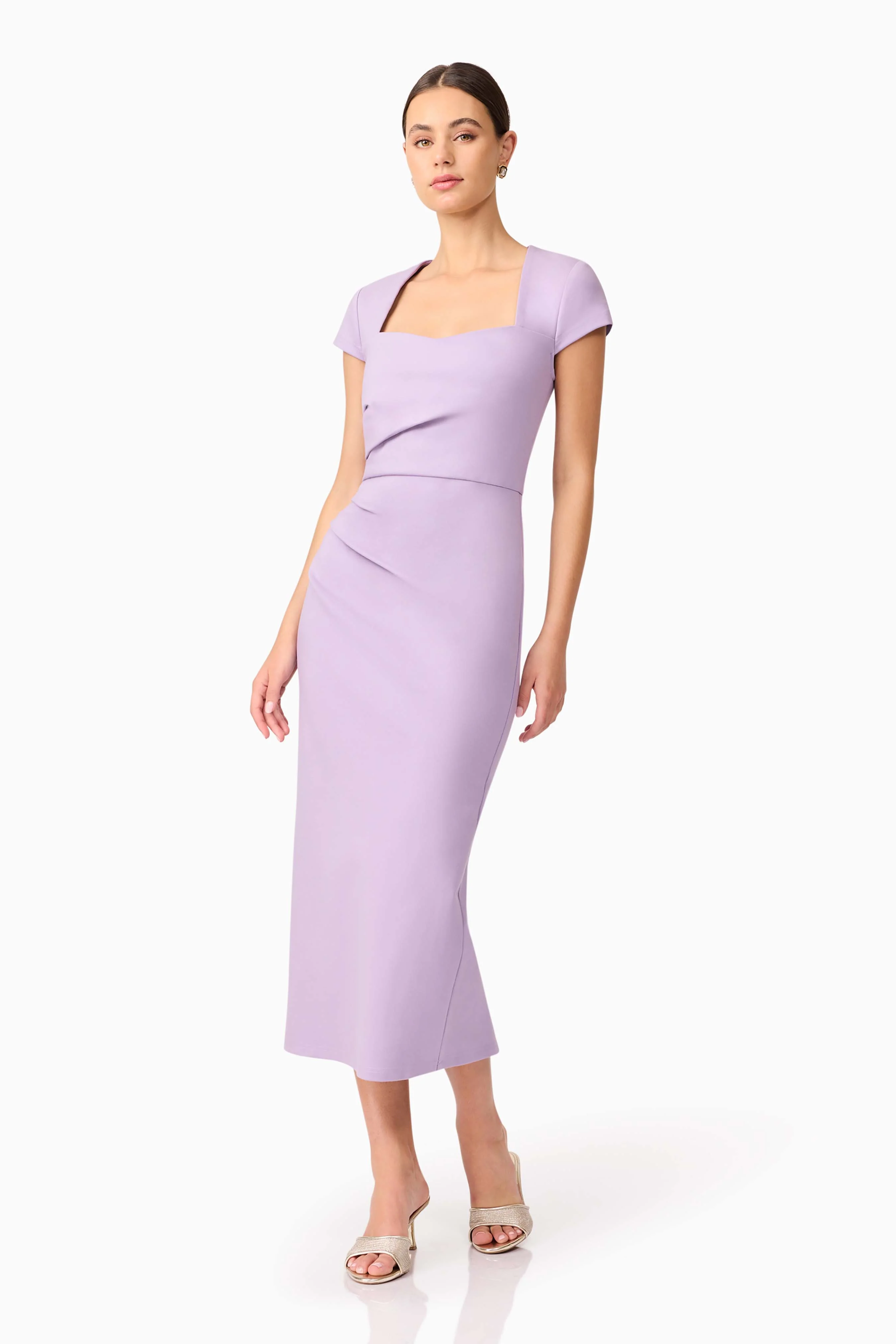 Alina Fitted Midi Dress in Purple - Image 2