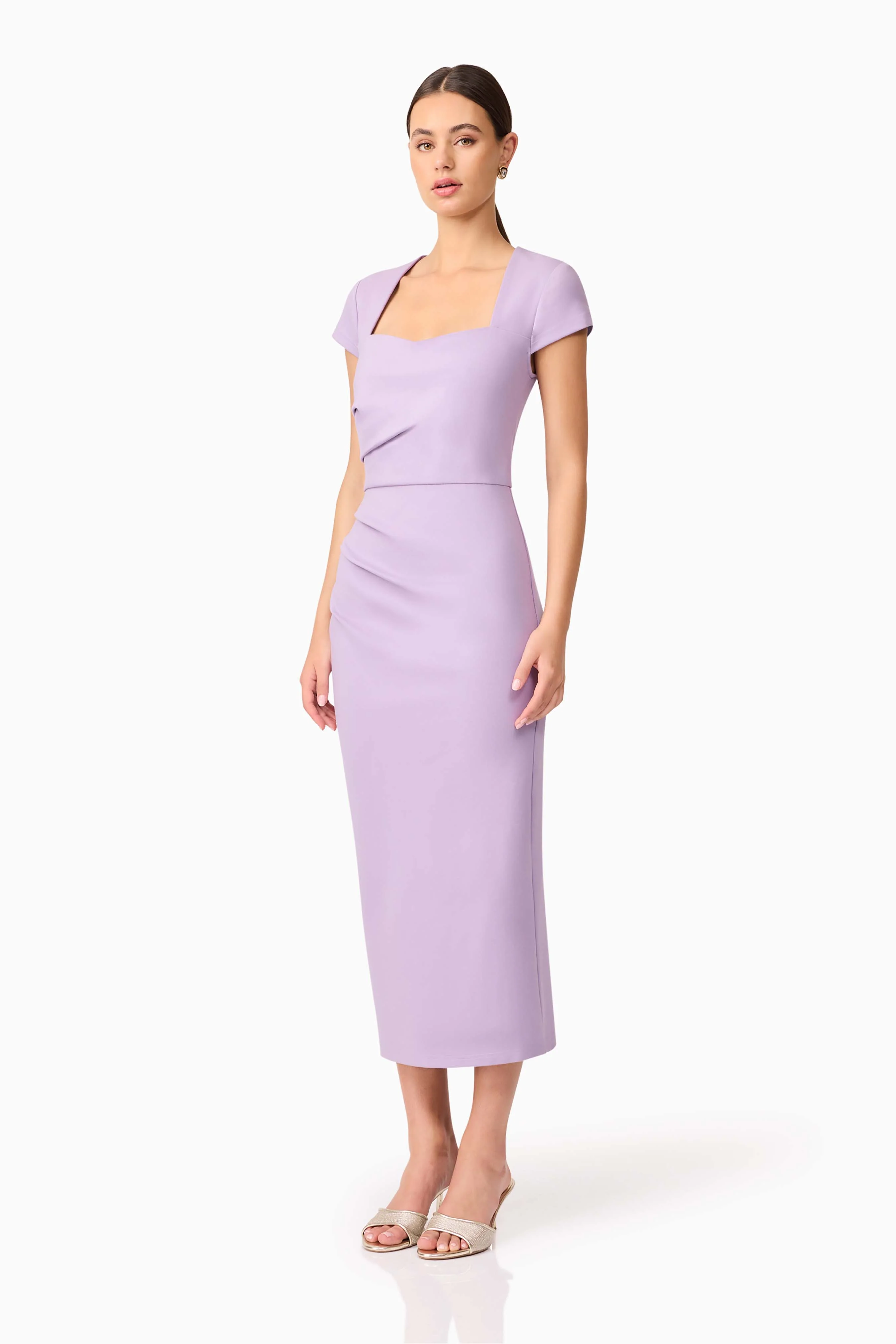 Alina Fitted Midi Dress in Purple - Image 3