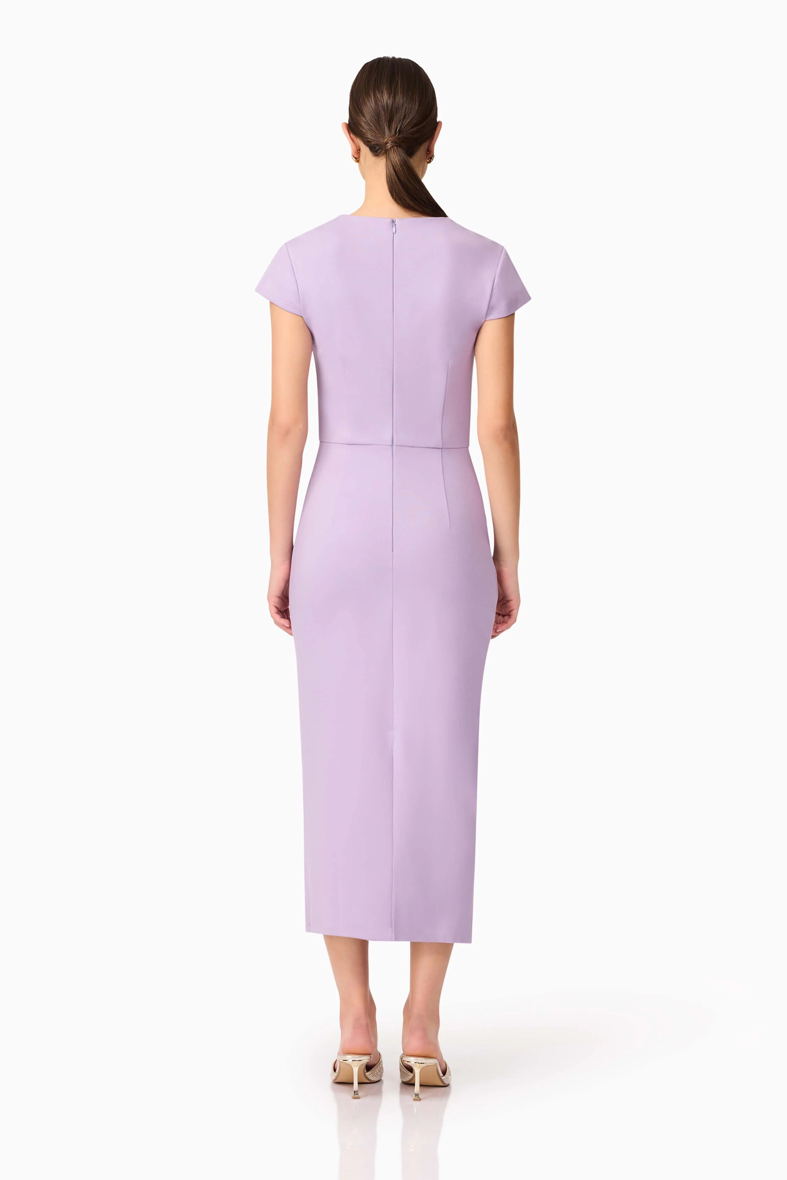 Alina Fitted Midi Dress in Purple - Image 4