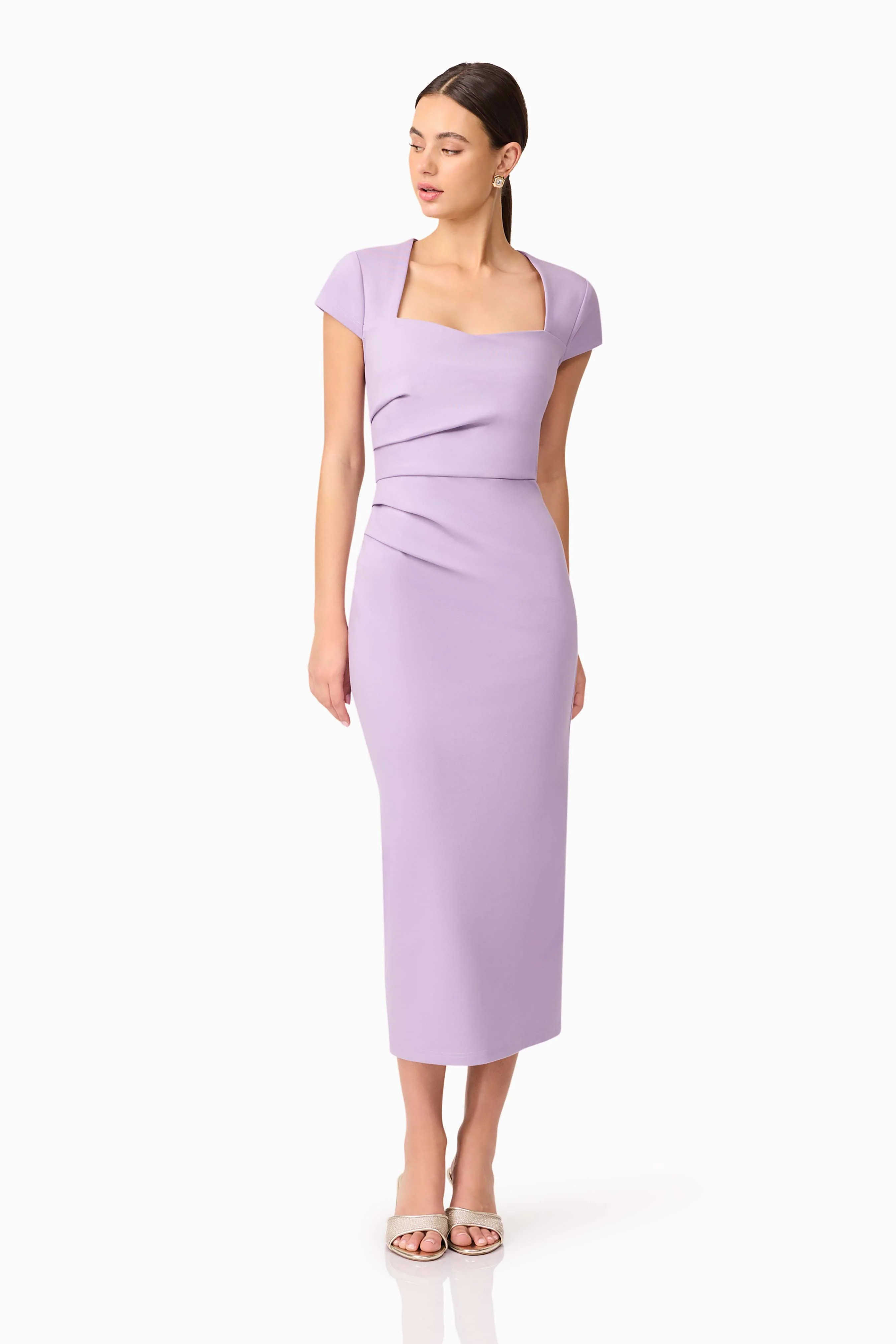 Alina Fitted Midi Dress in Purple - Image 5