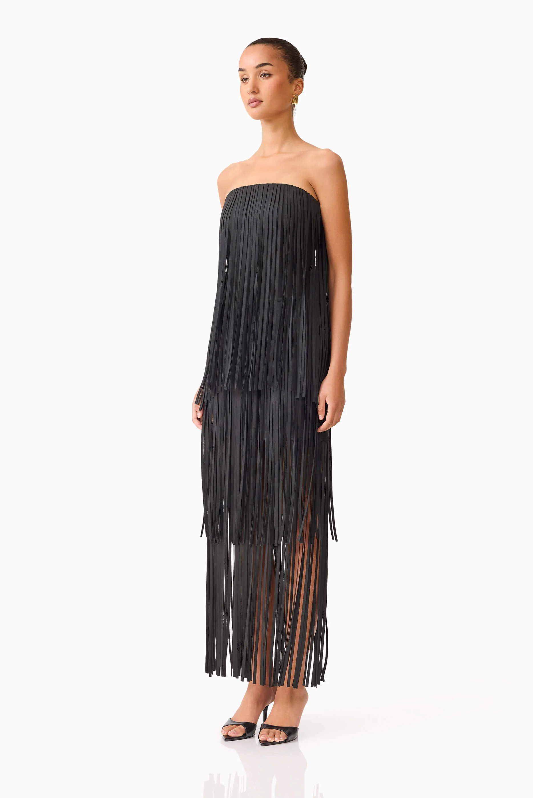 Alya Tiered Maxi Dress in Black - Image 4