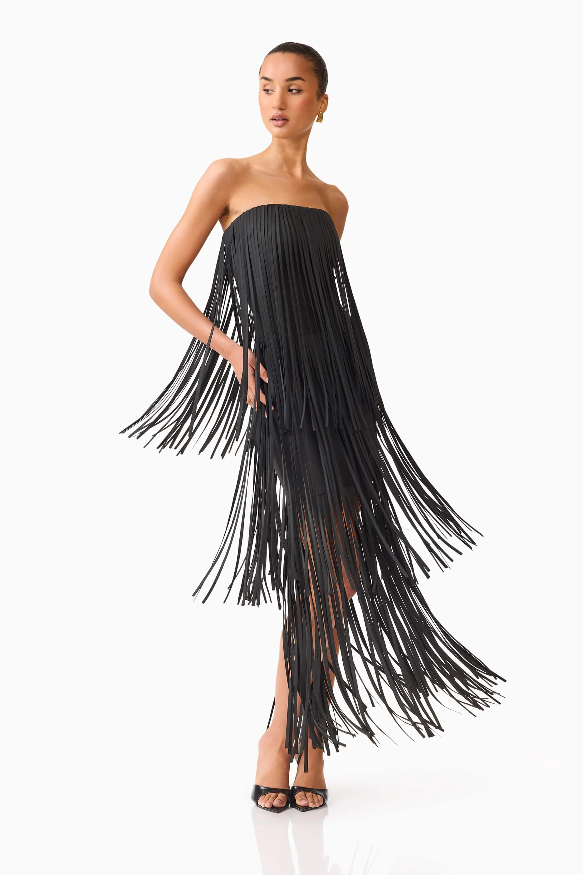 Alya Tiered Maxi Dress in Black - Image 6