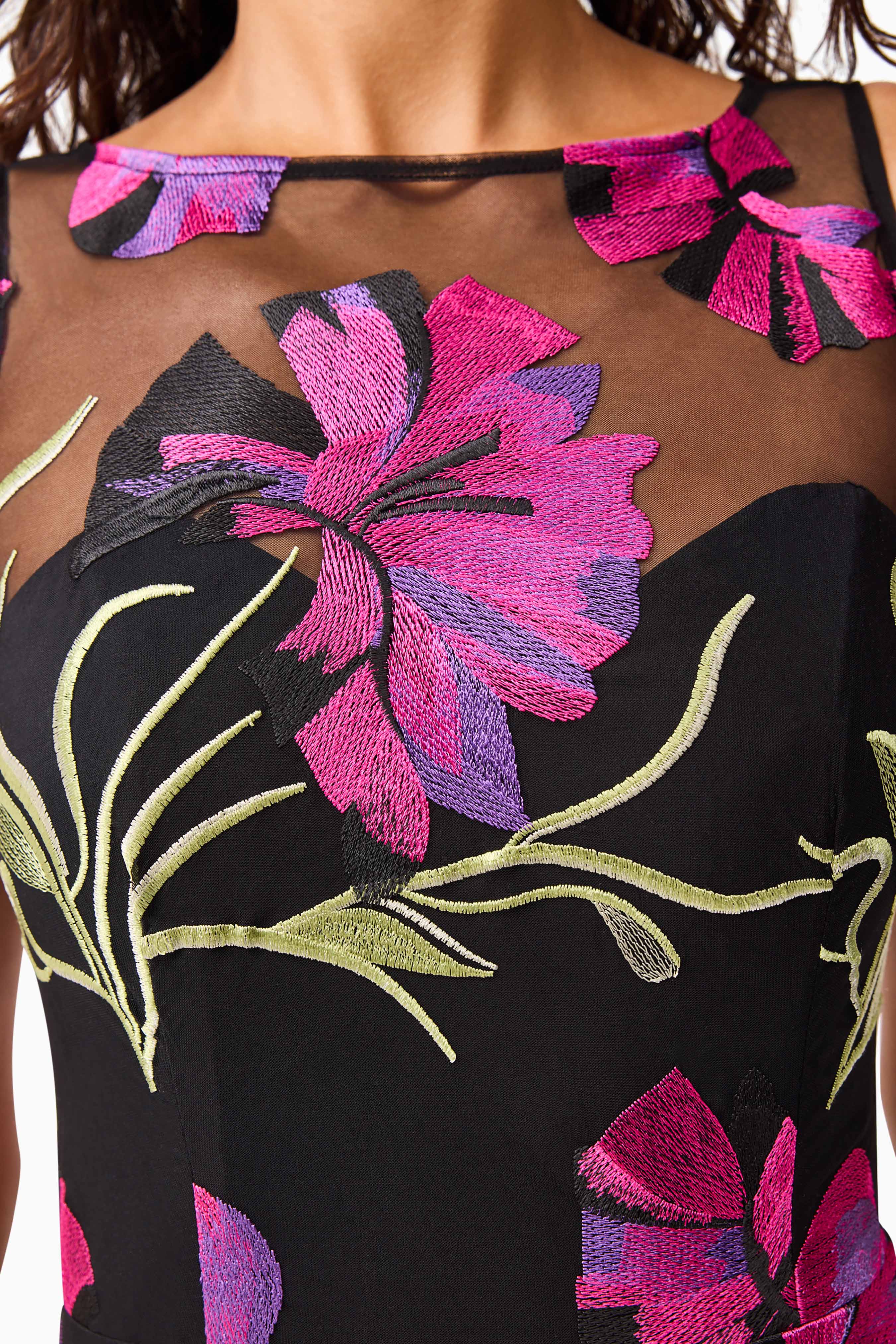 Amaya Gown in Black & Pink Floral - Image 8