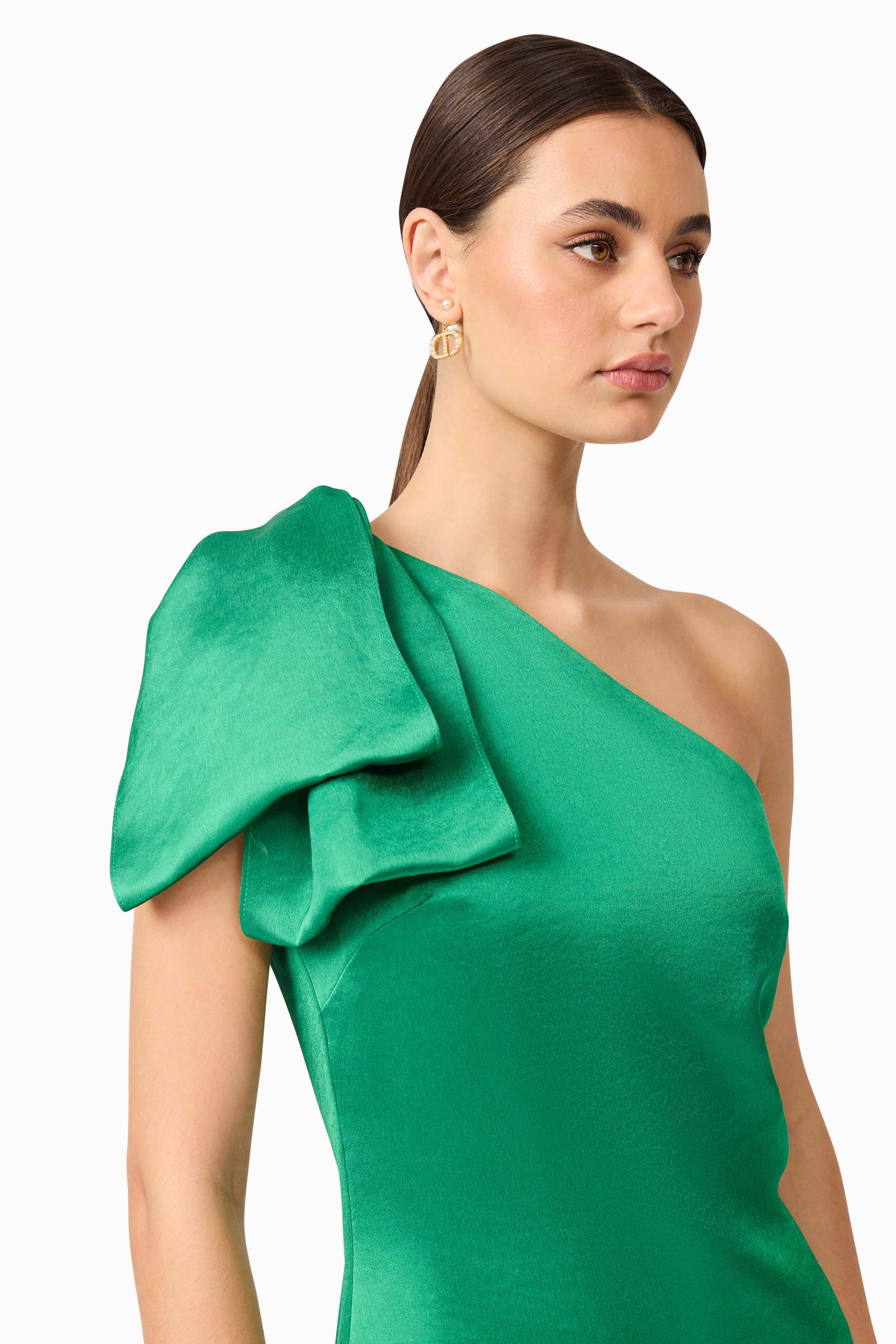 Ameera Asymmetrical Midi Dress in Green - Image 6