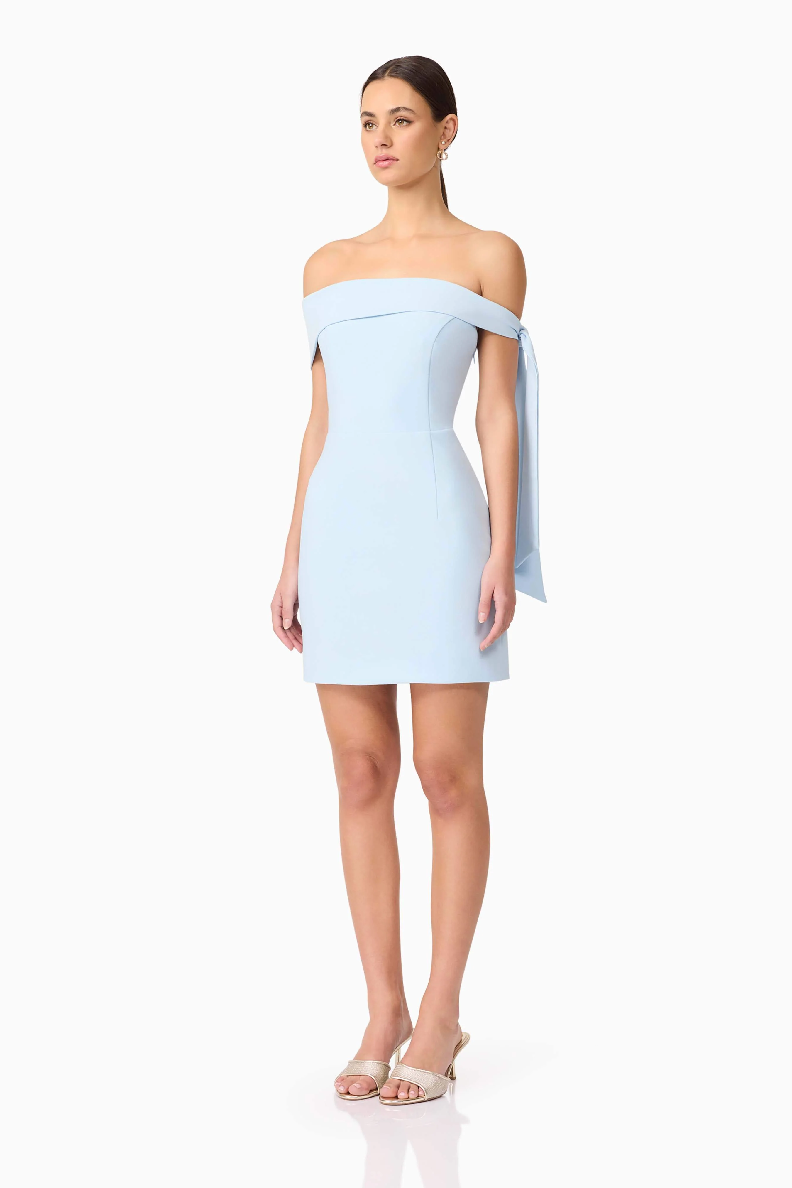Ami Off The Shoulder Mini Dress in Blue - Image 3