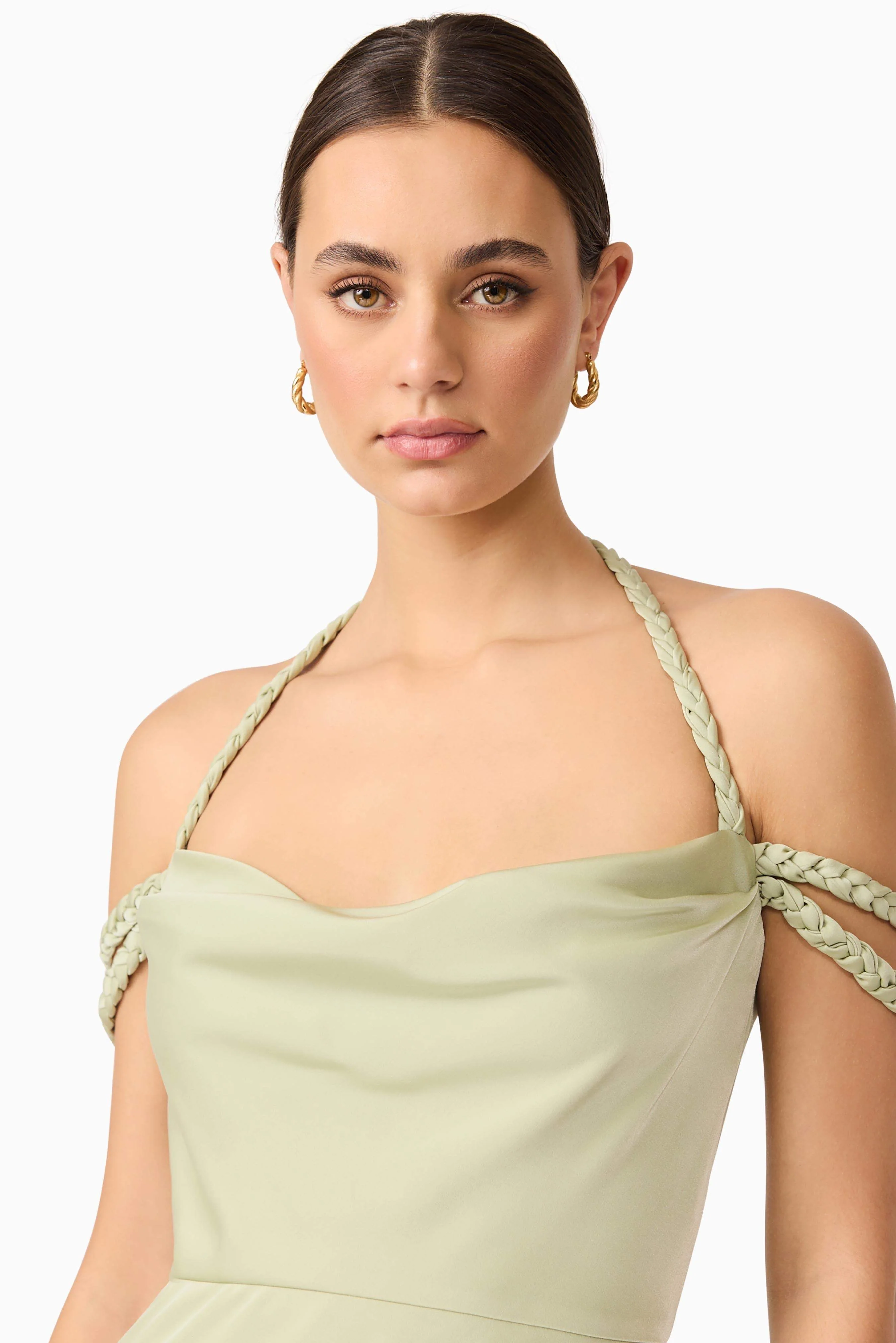 Anika Cowl Neck Midi Dress in Green - Image 5