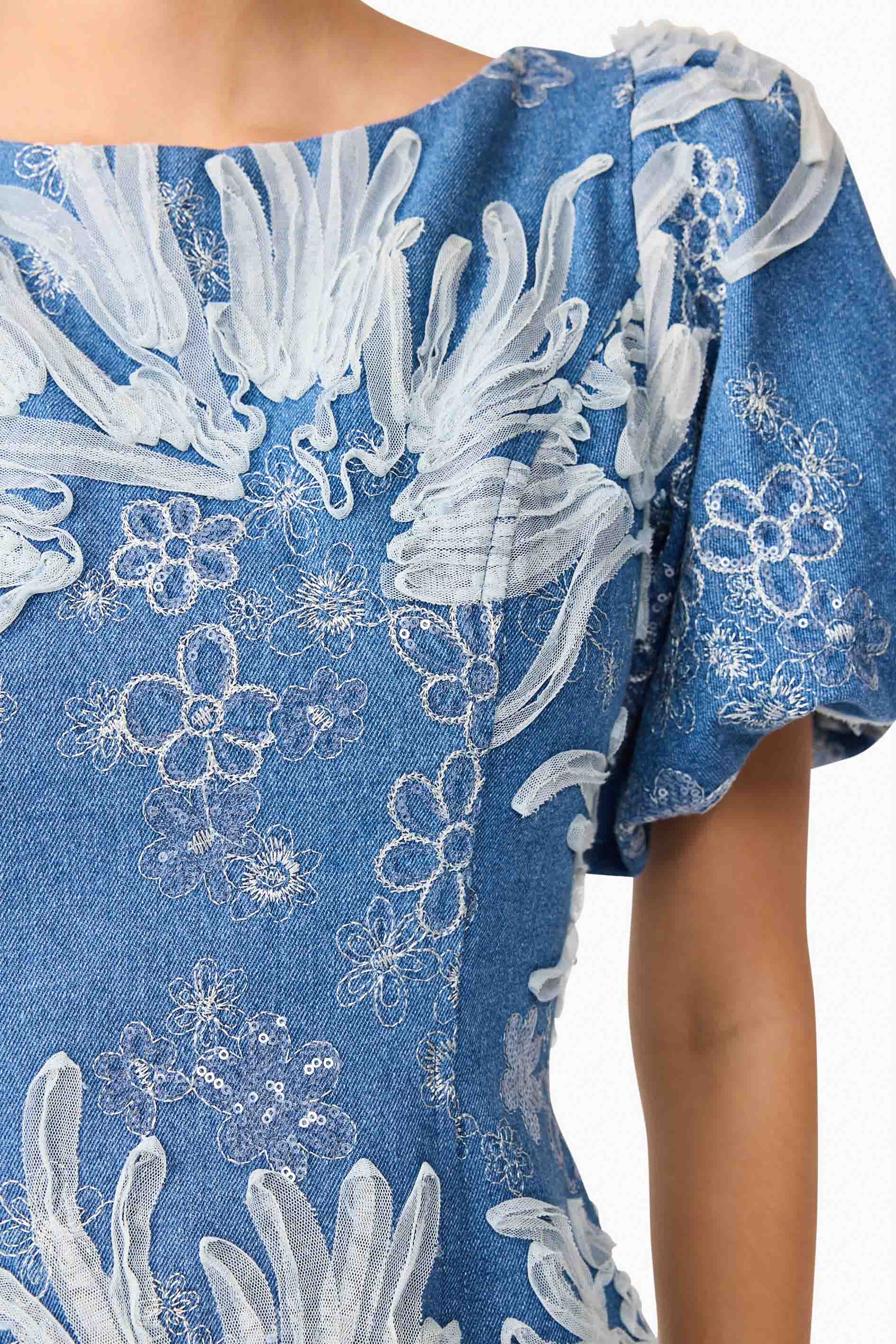 Anneliese A-Line Mini Dress in Blue - Image 7
