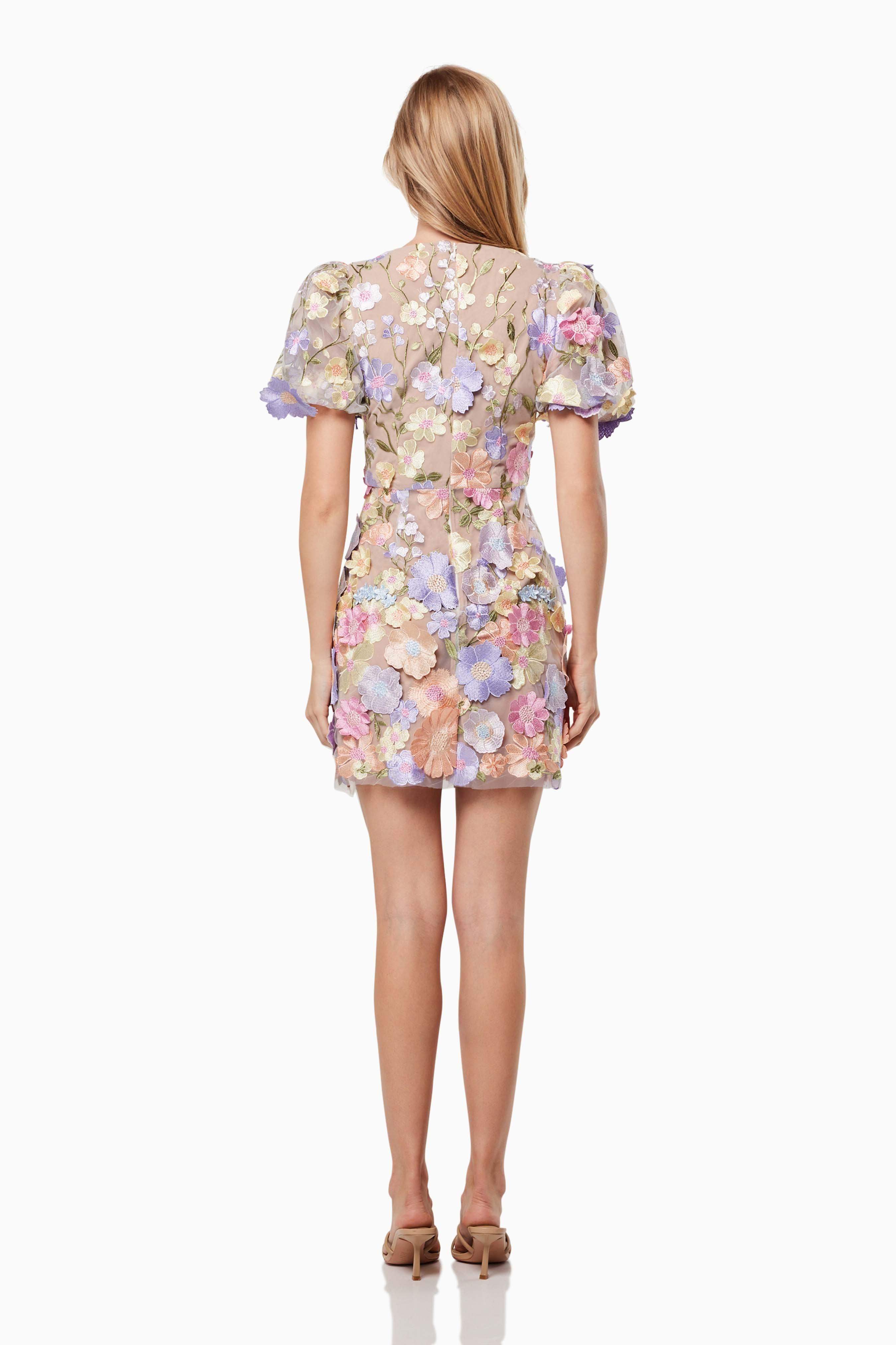 Anthea 3D Lace Mini Dress In Purple - Image 4