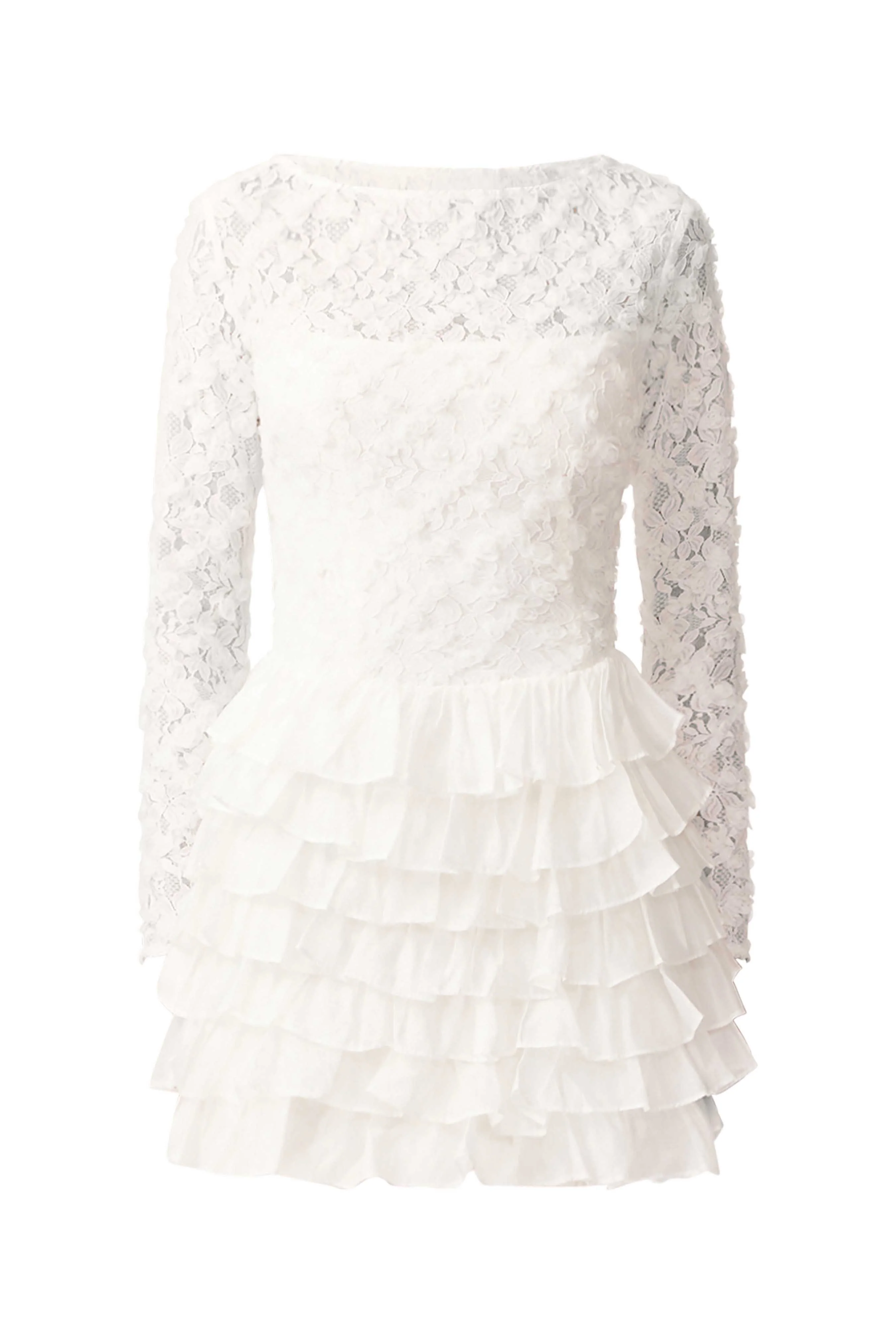 Athena Long Sleeve Lace Mini Dress in White - Image 8