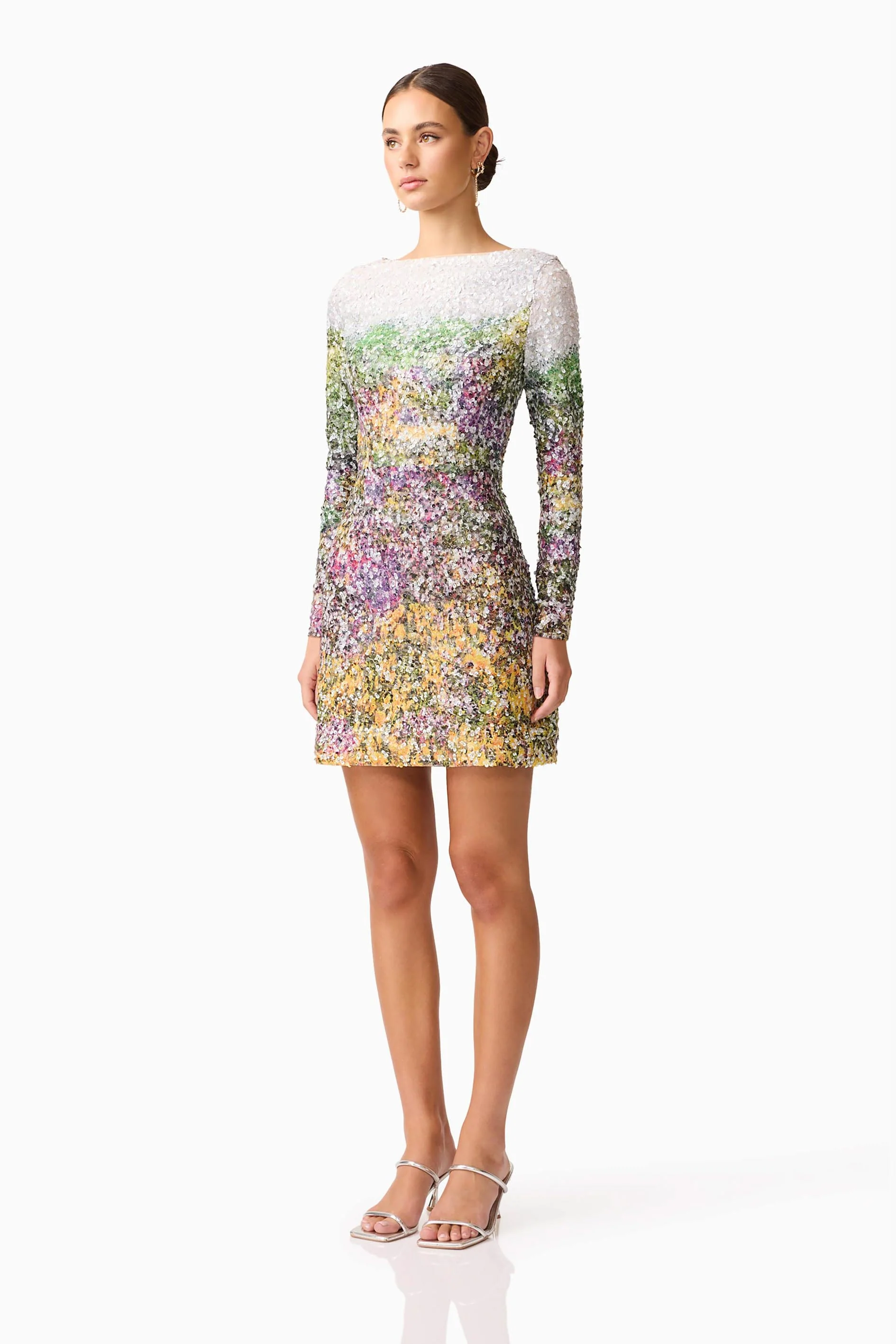 Arden Long Sleeve Mini Dress in Multi Ombre - Image 3