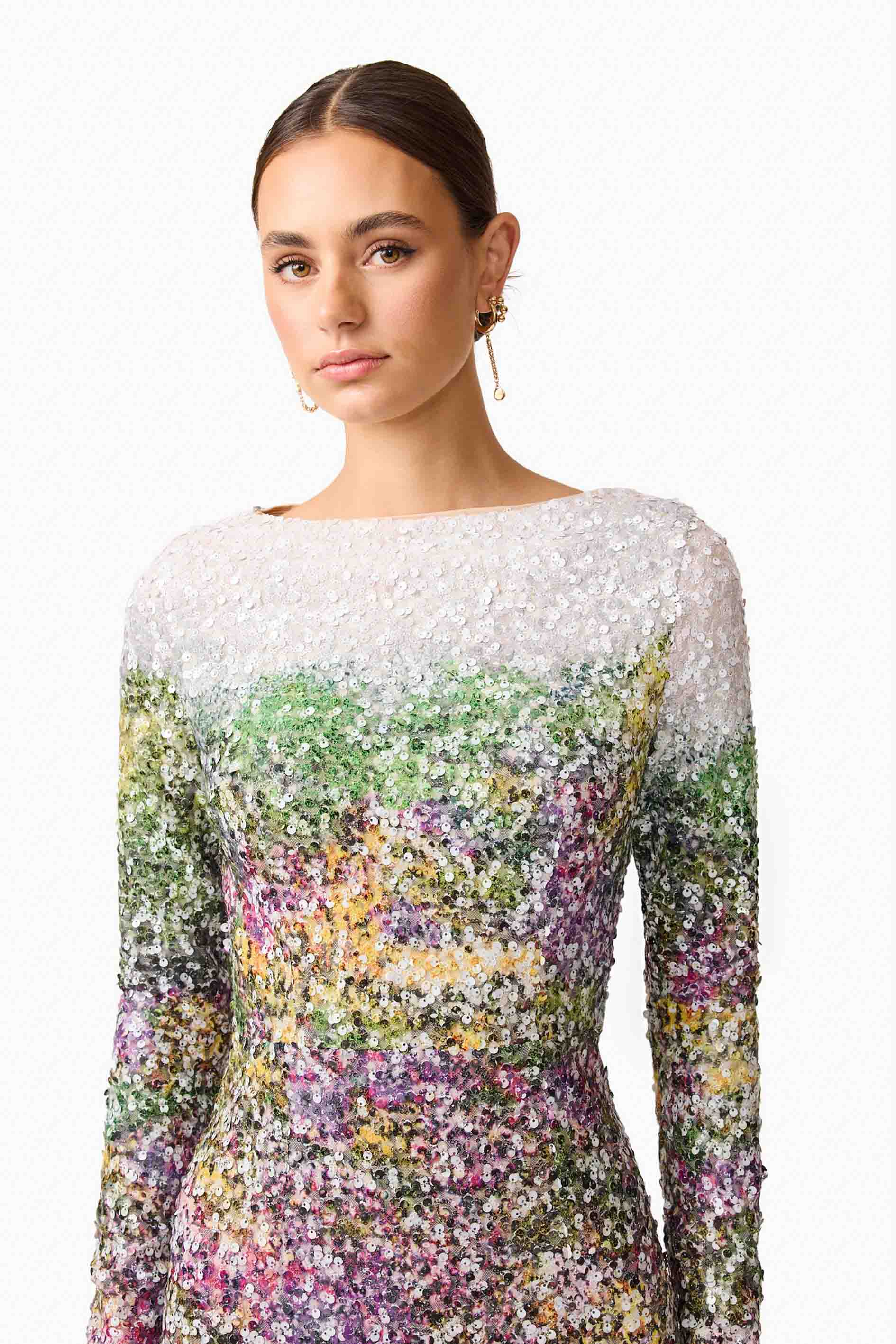 Arden Long Sleeve Mini Dress in Multi Ombre - Image 6