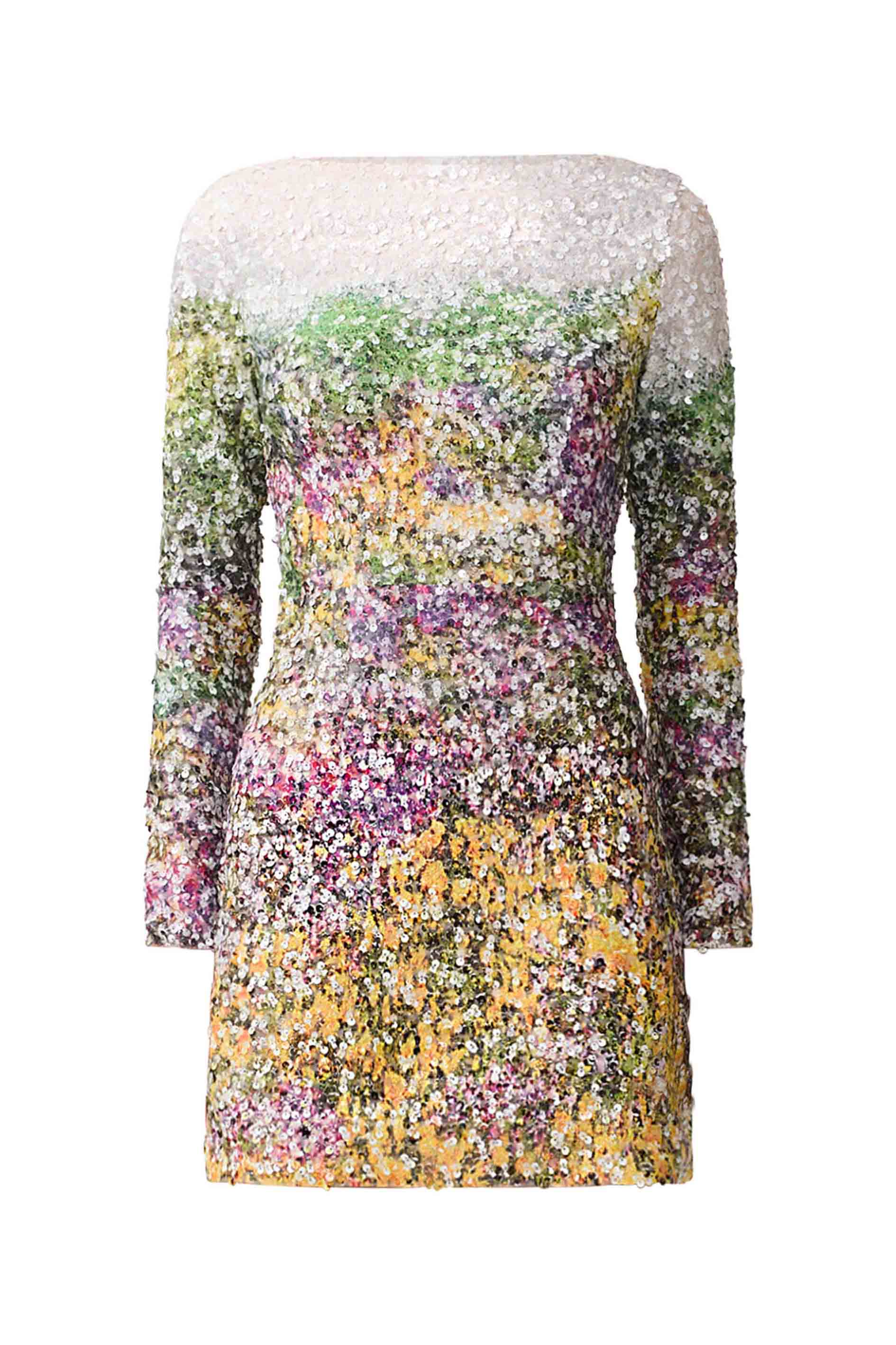 Arden Long Sleeve Mini Dress in Multi Ombre - Image 7