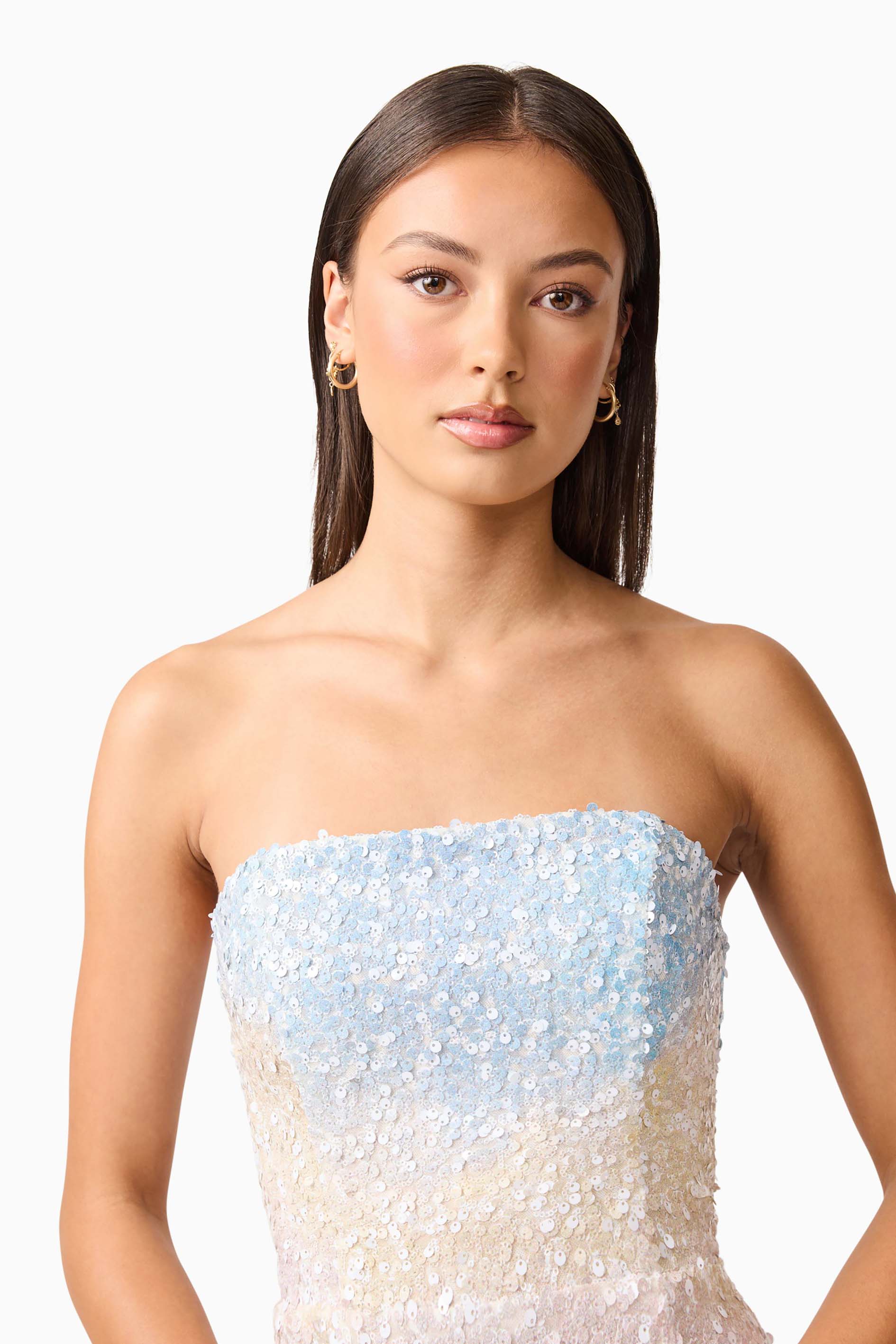 Arden Strapless Midi Dress in Multi Ombre - Image 7