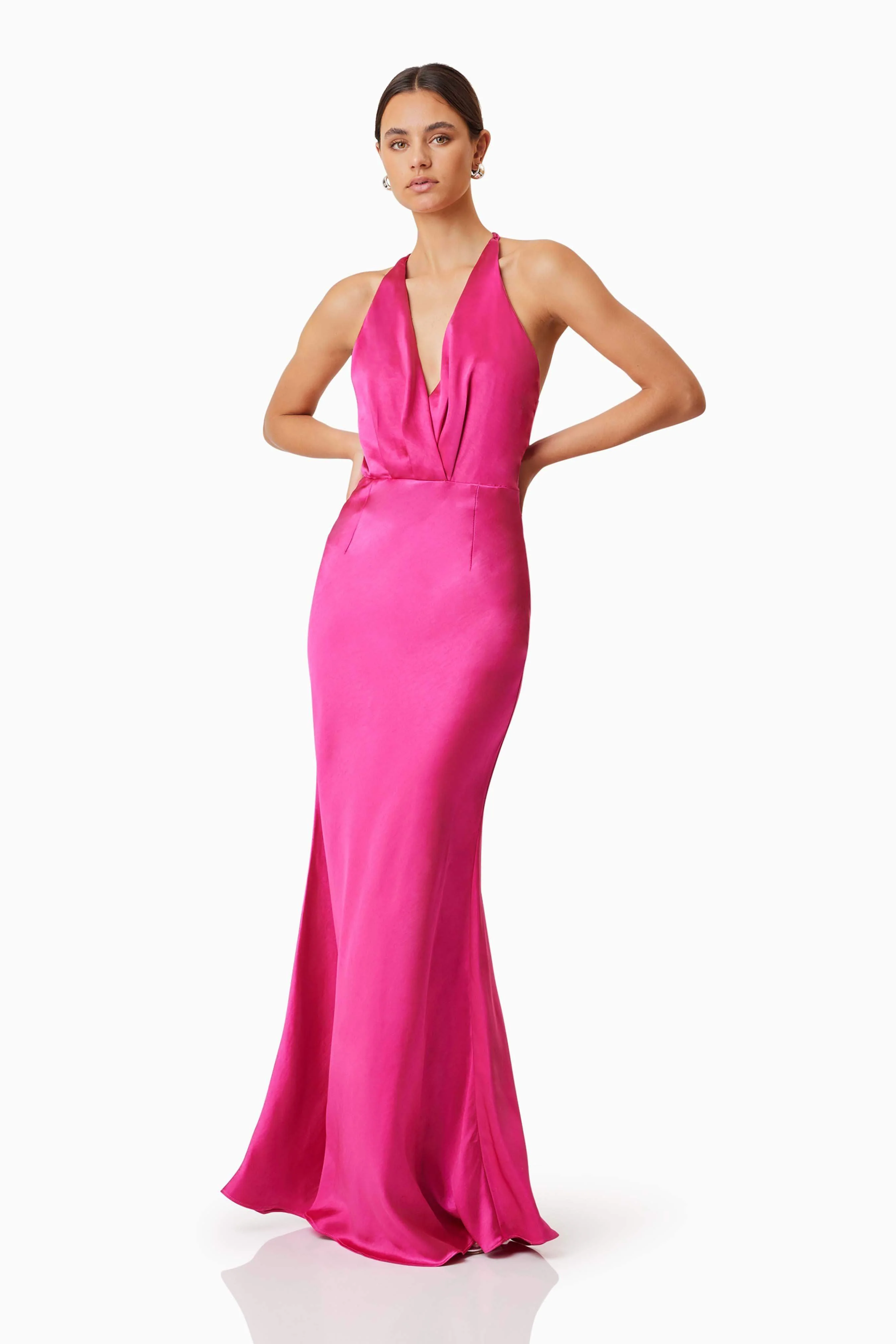 Aria Backless Satin Maxi Dress In Pink - Image 4