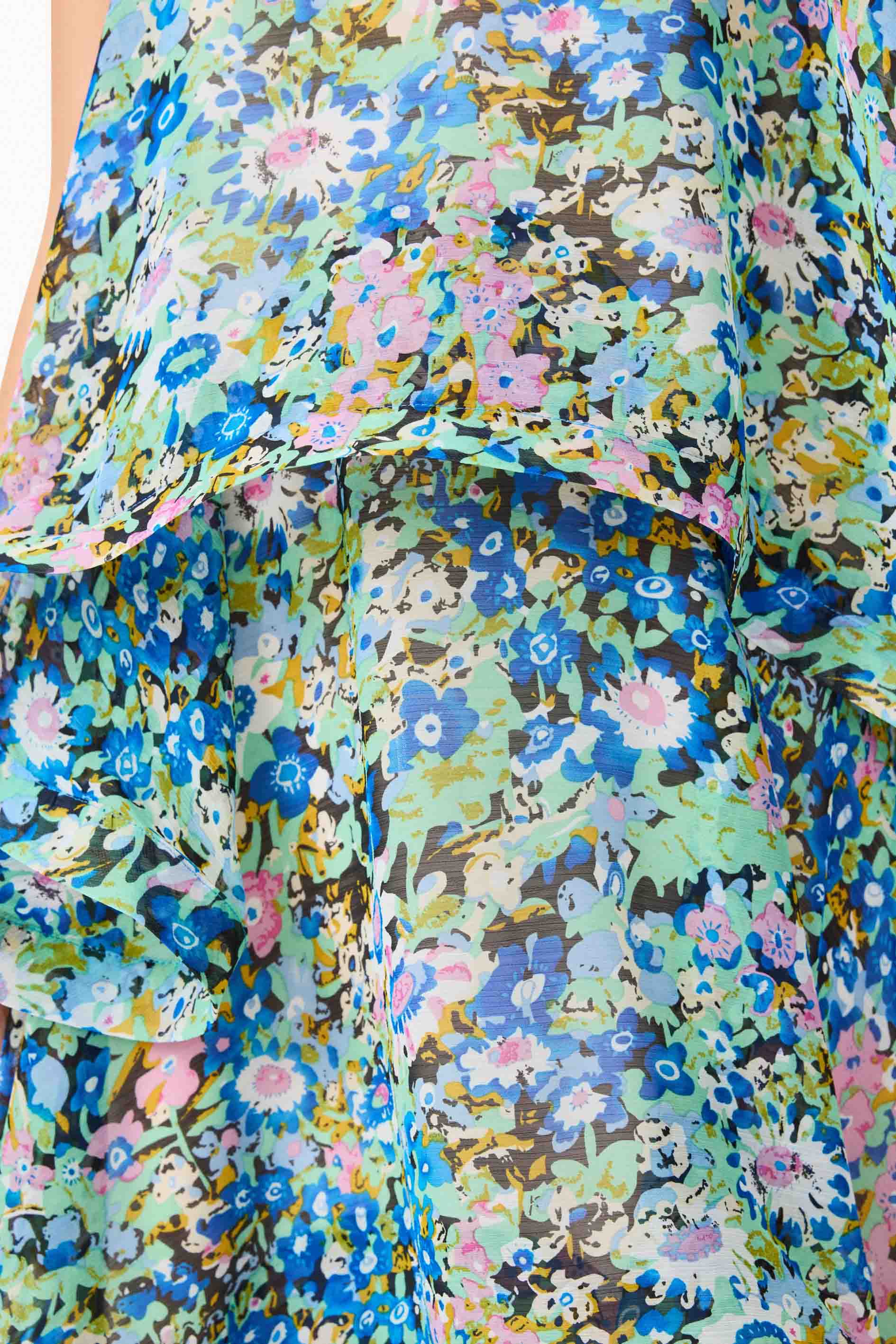 Armani Tiered Maxi Dress In Blue Floral - Image 7
