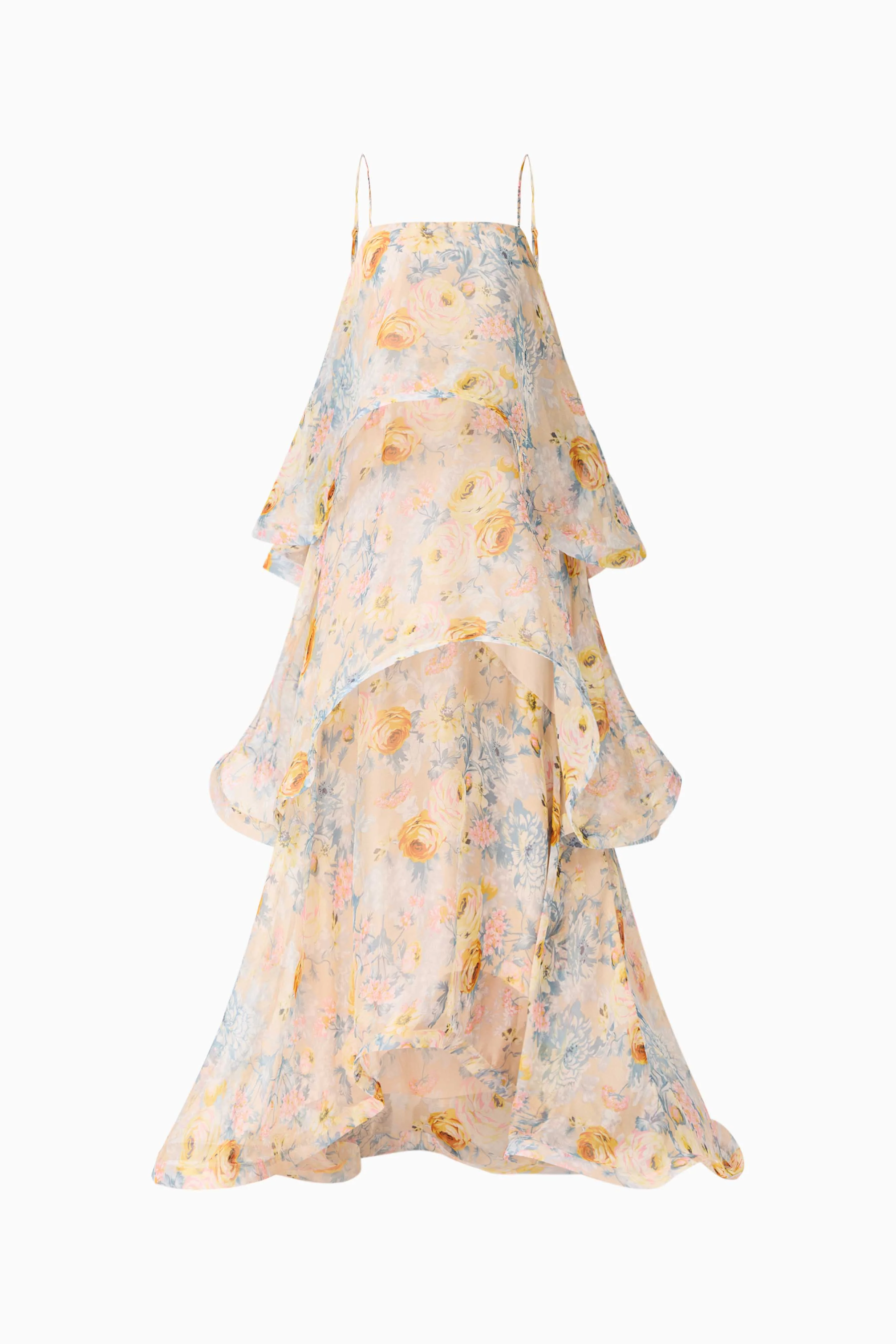 Armani Tiered Maxi Dress in Yellow Floral - Image 8