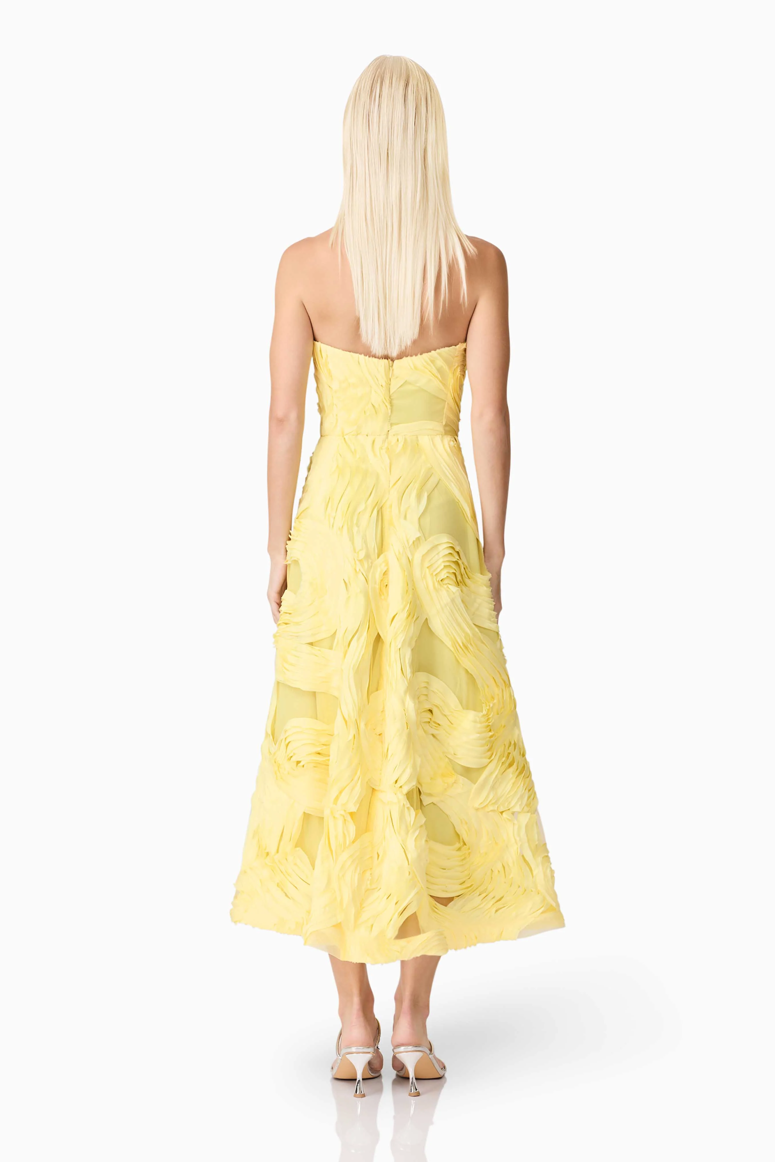 Asher Sweetheart Midi Dress in Yellow - Image 5