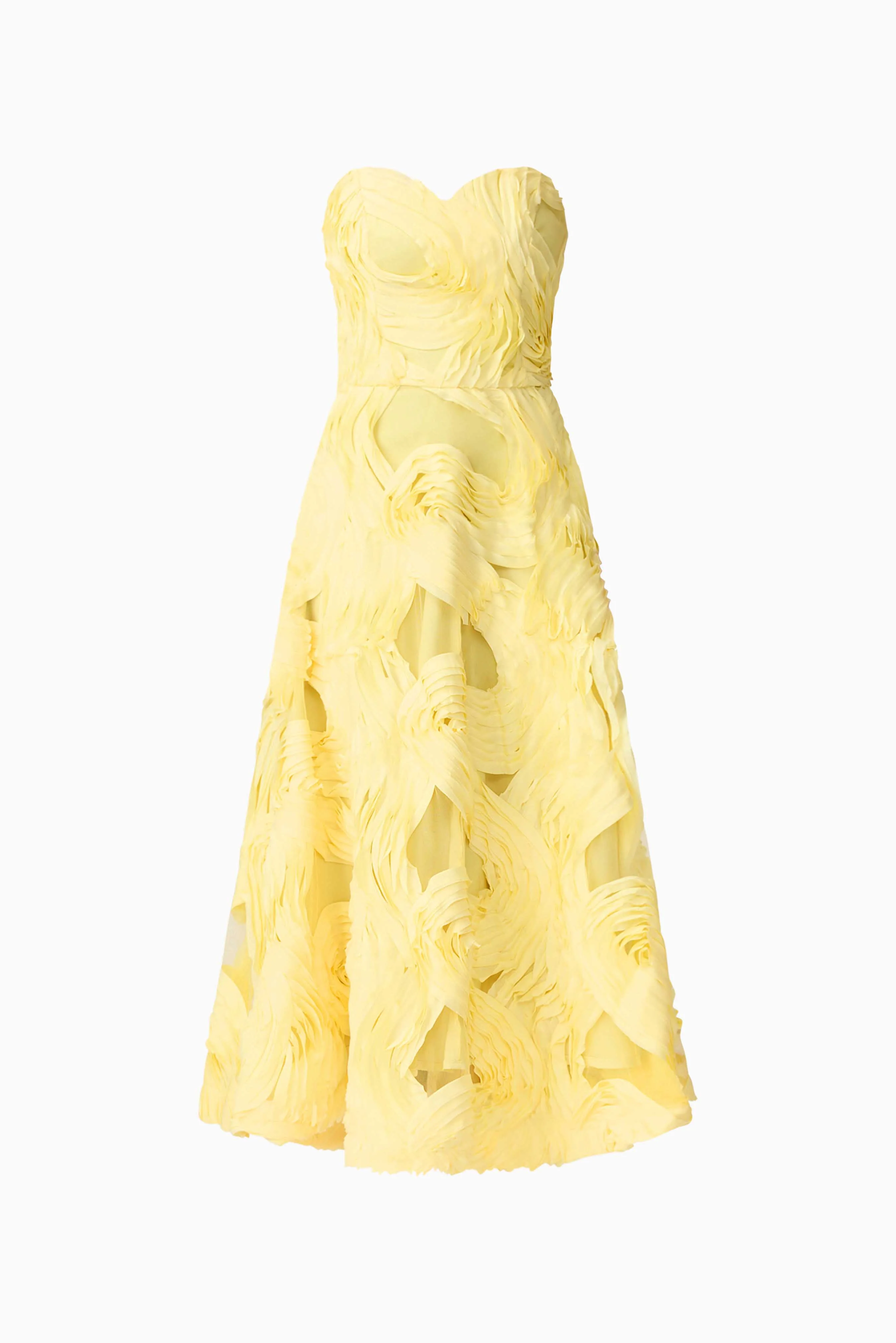 Asher Sweetheart Midi Dress in Yellow - Image 7