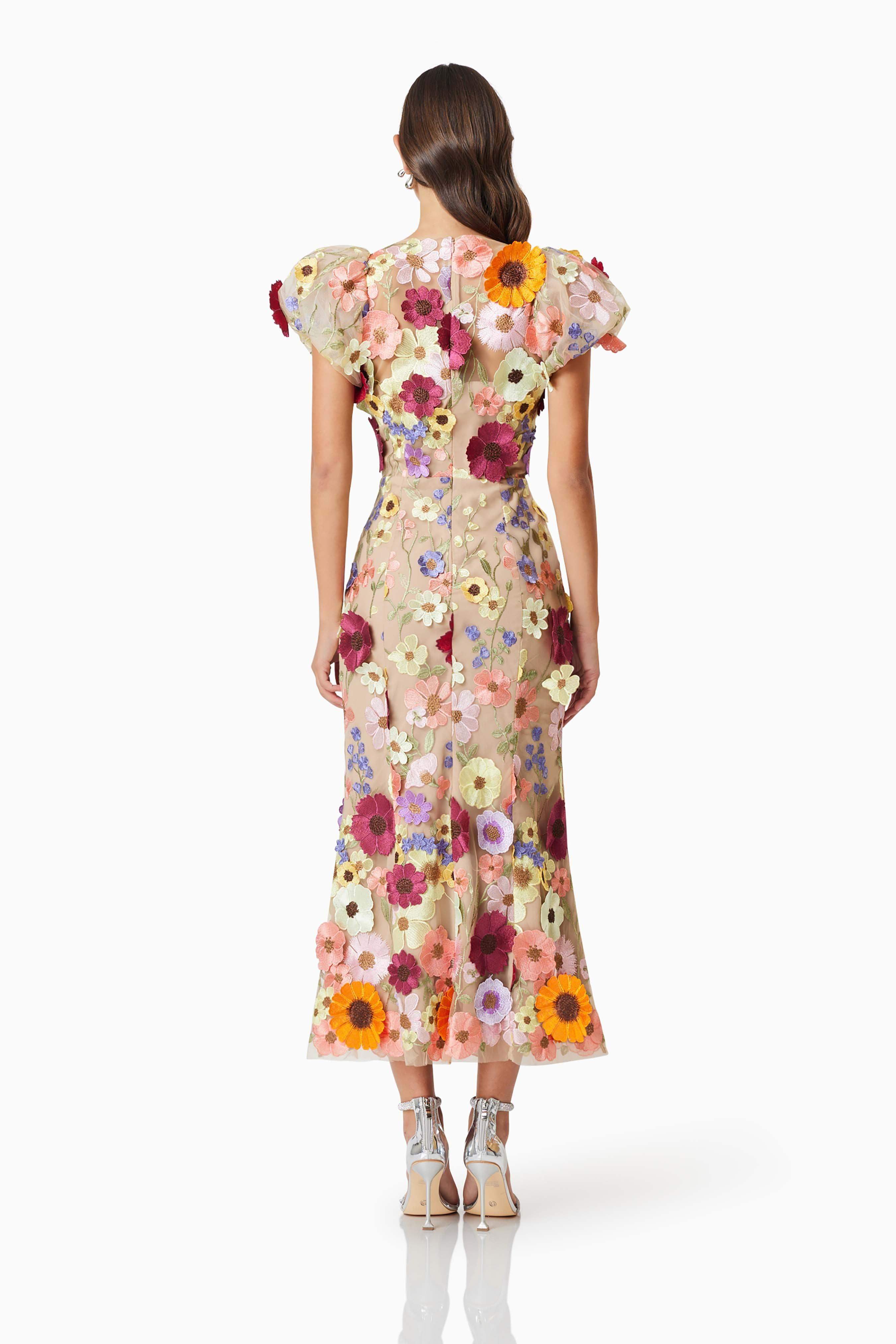 Astraea 3D Lace Maxi Dress In Pink - Image 4