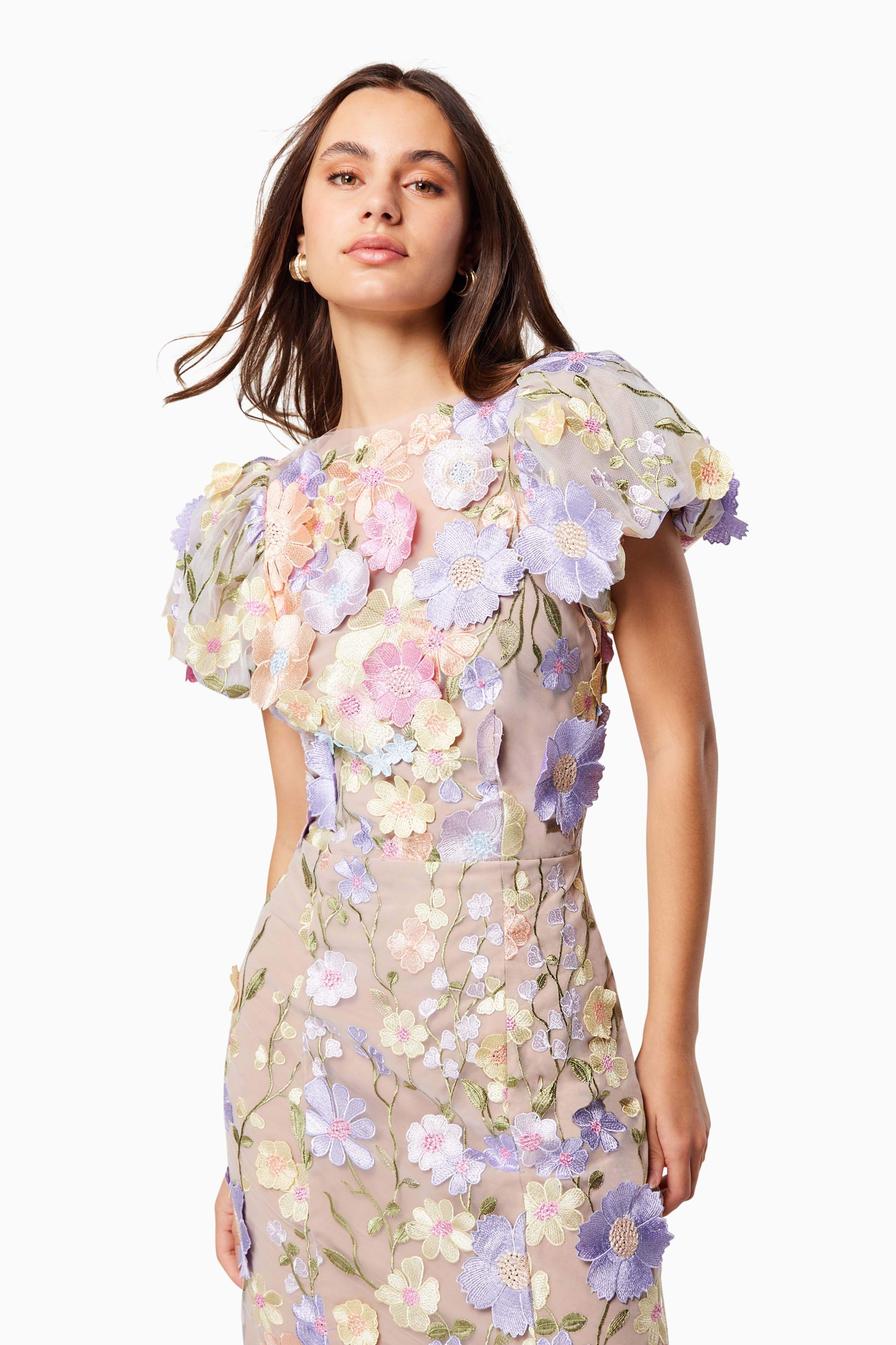 Astraea 3D Lace Maxi Dress In Purple - Image 6