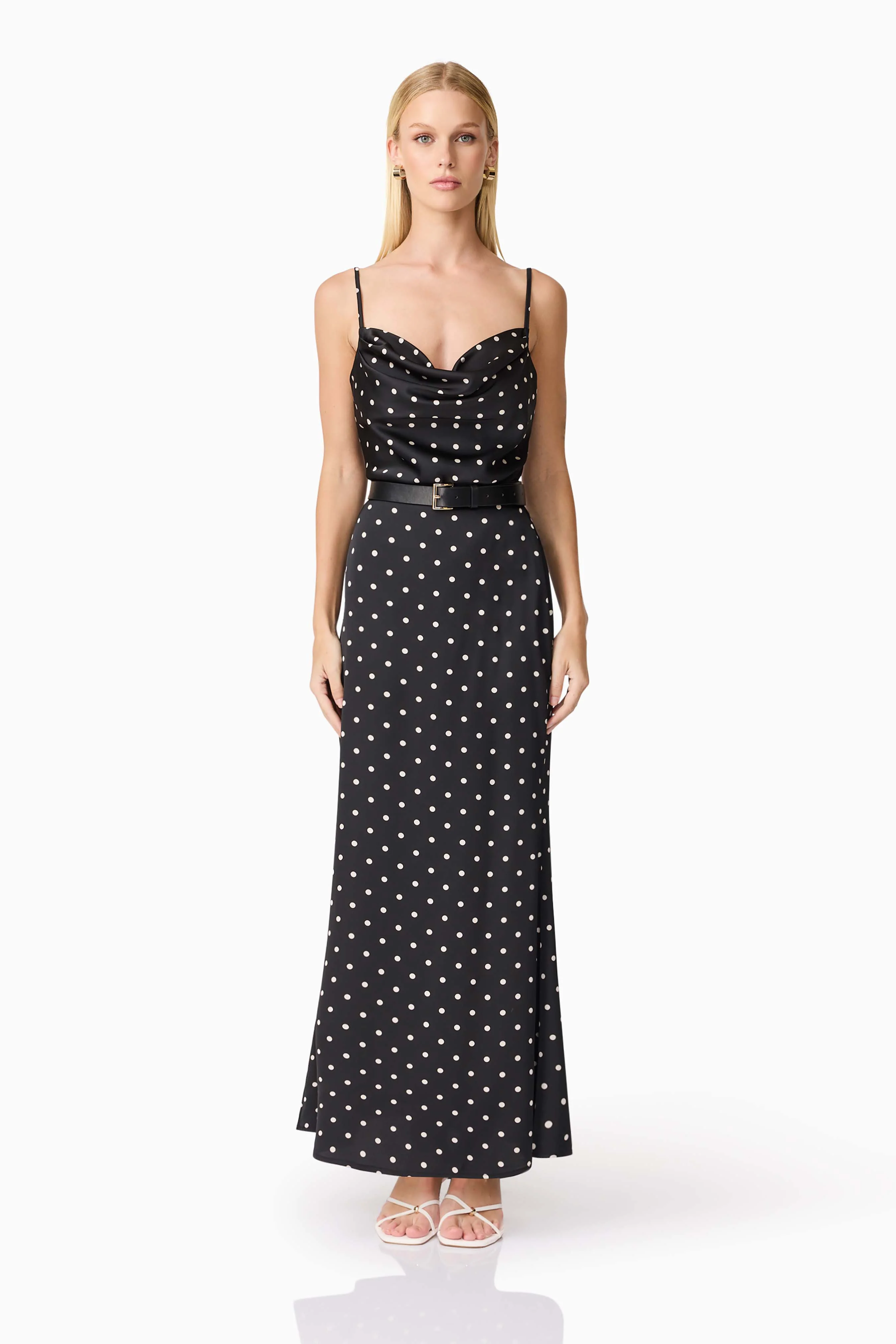 CURAAE Aurellia Cami Top & Skirt Set in Black Polka Dot