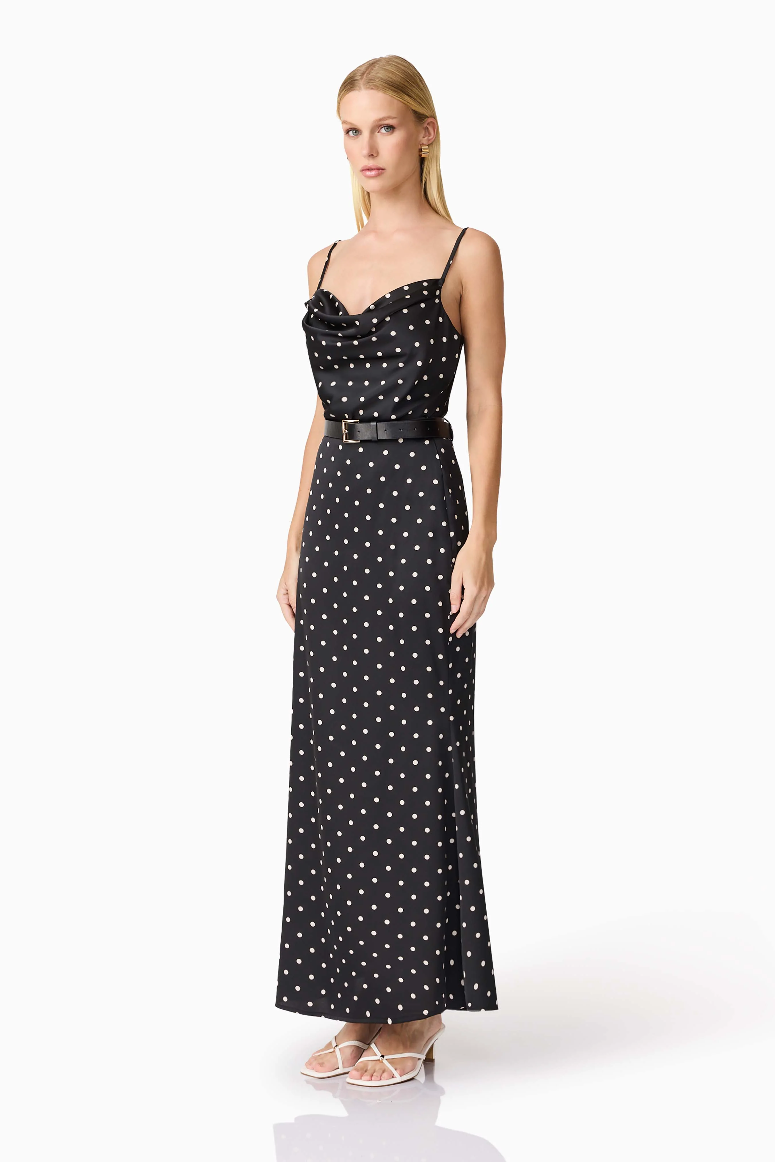 CURAAE Aurellia Cami Top & Skirt Set in Black Polka Dot - Image 2
