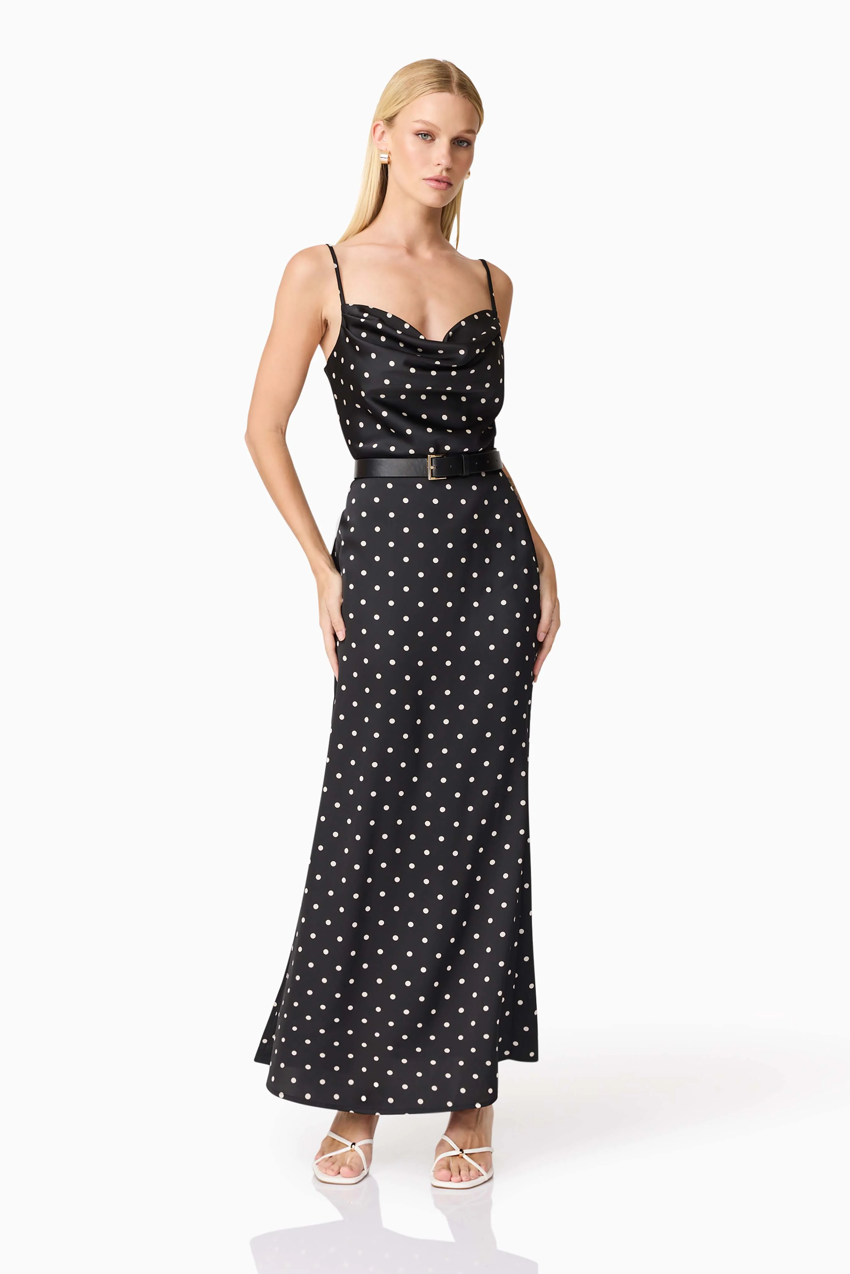 CURAAE Aurellia Cami Top & Skirt Set in Black Polka Dot - Image 3
