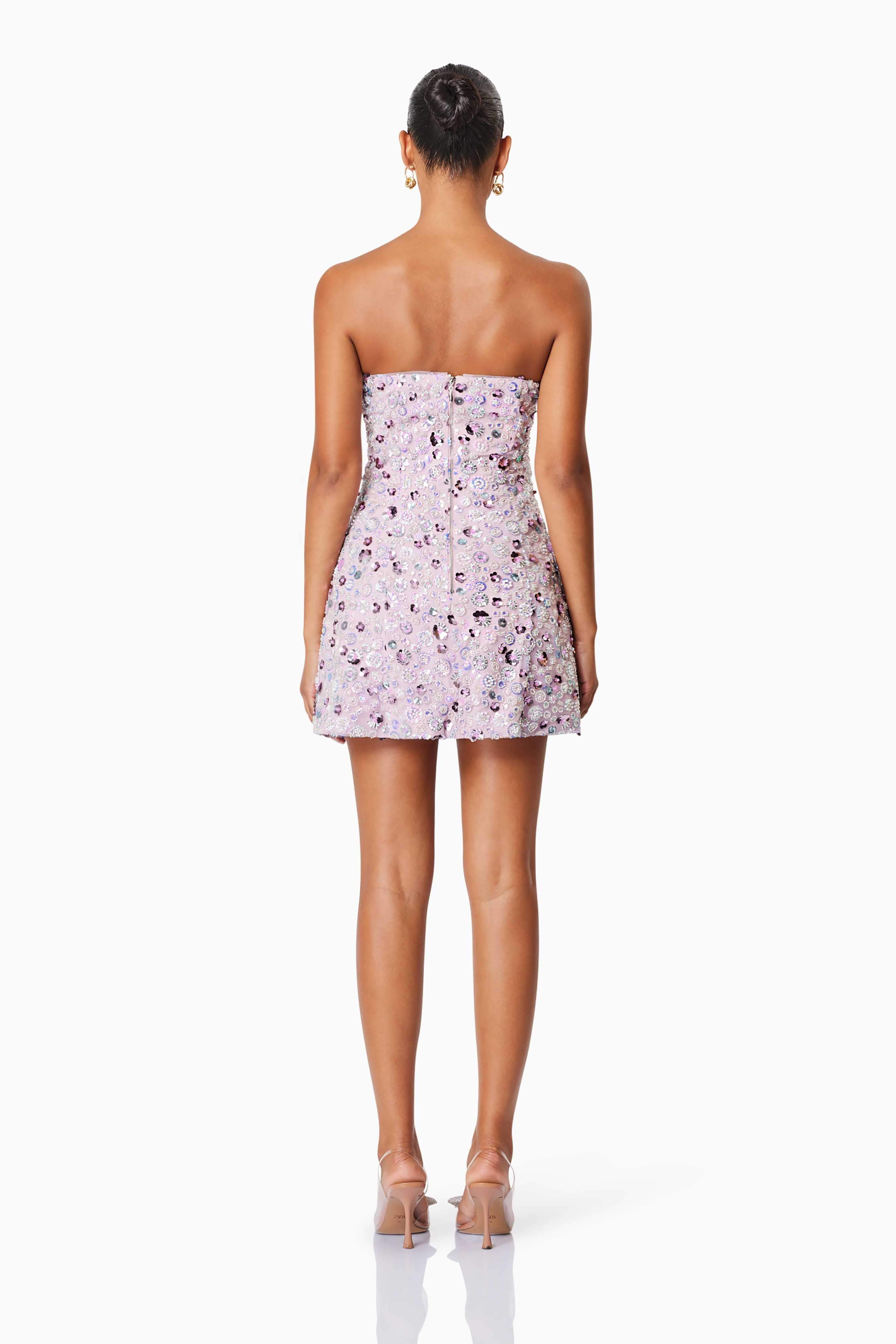 Aurora Strapless Party Mini Dress In Purple - Image 5