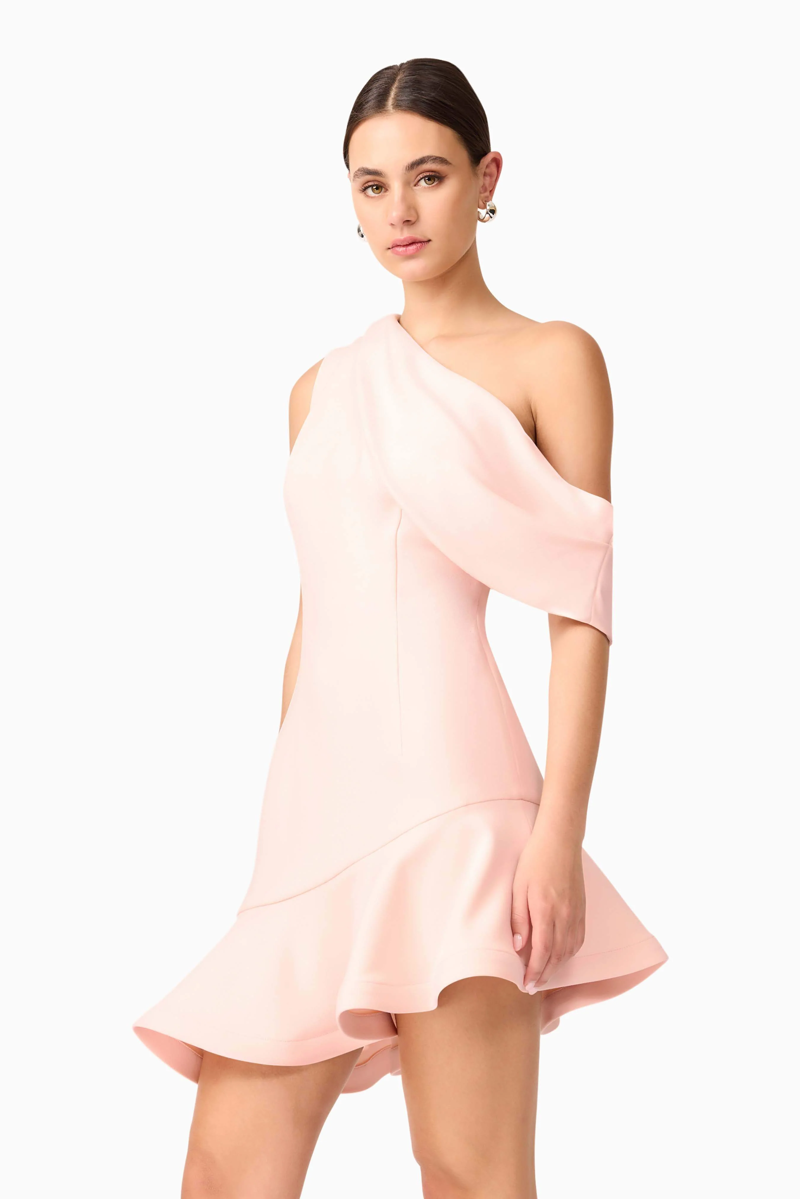 Ava Asymmetrical Mini Dress in Pink - Image 3