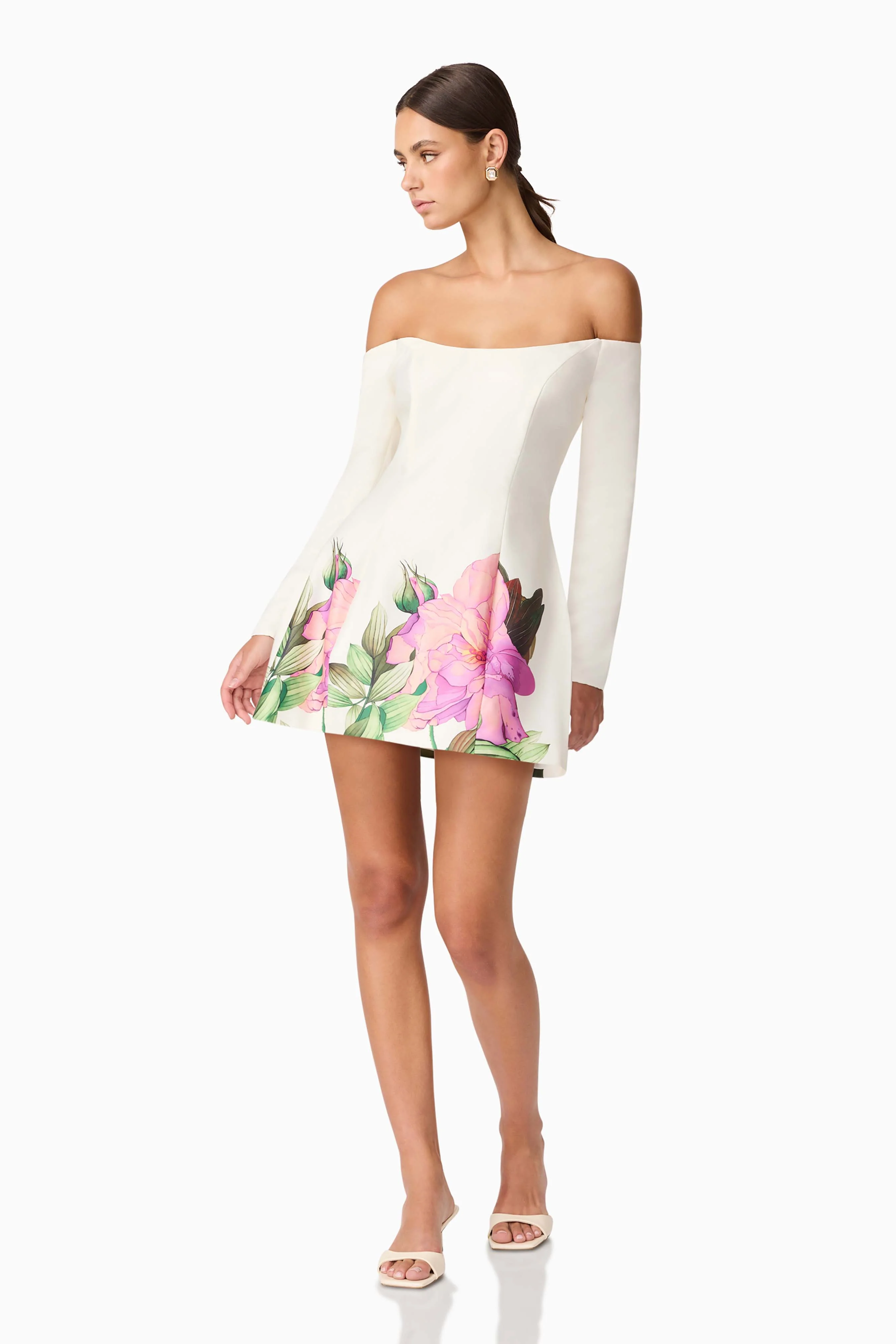 Azelie Off The Shoulder Mini Dress in White - Image 4