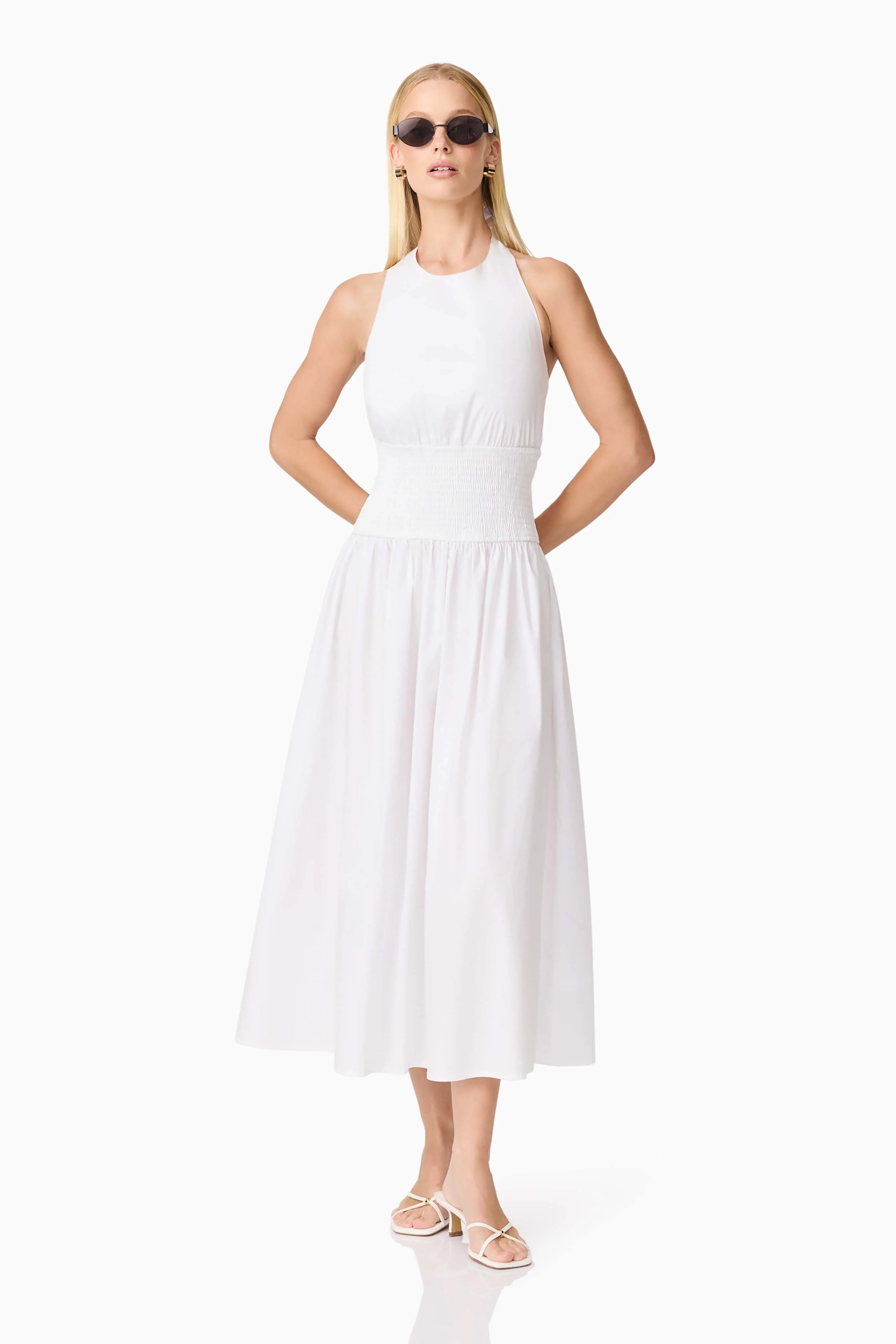 CURAAE Belle Halter Midi Dress in White - Image 3