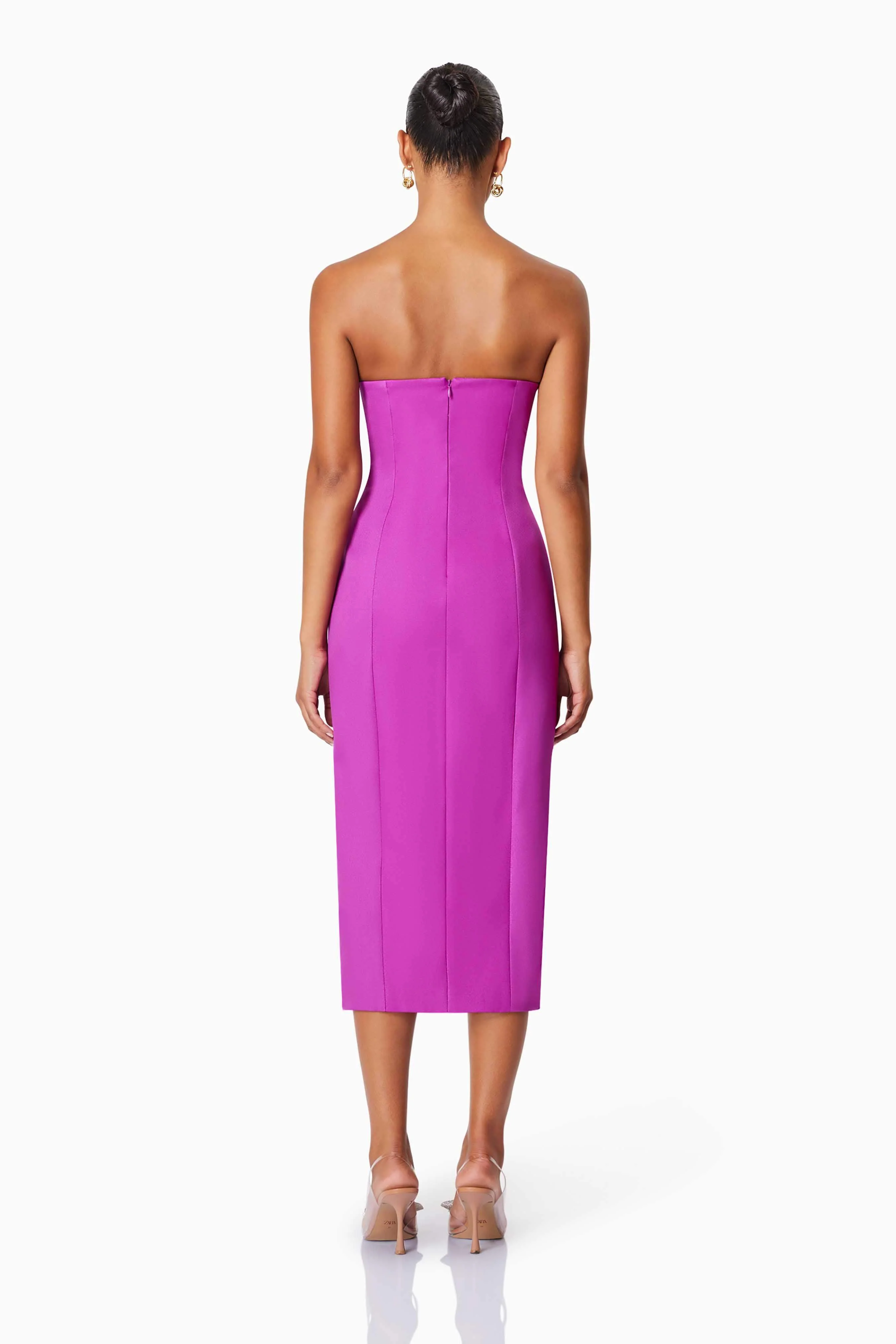Bethany Strapless Floral Midi Dress In Purple - Image 5