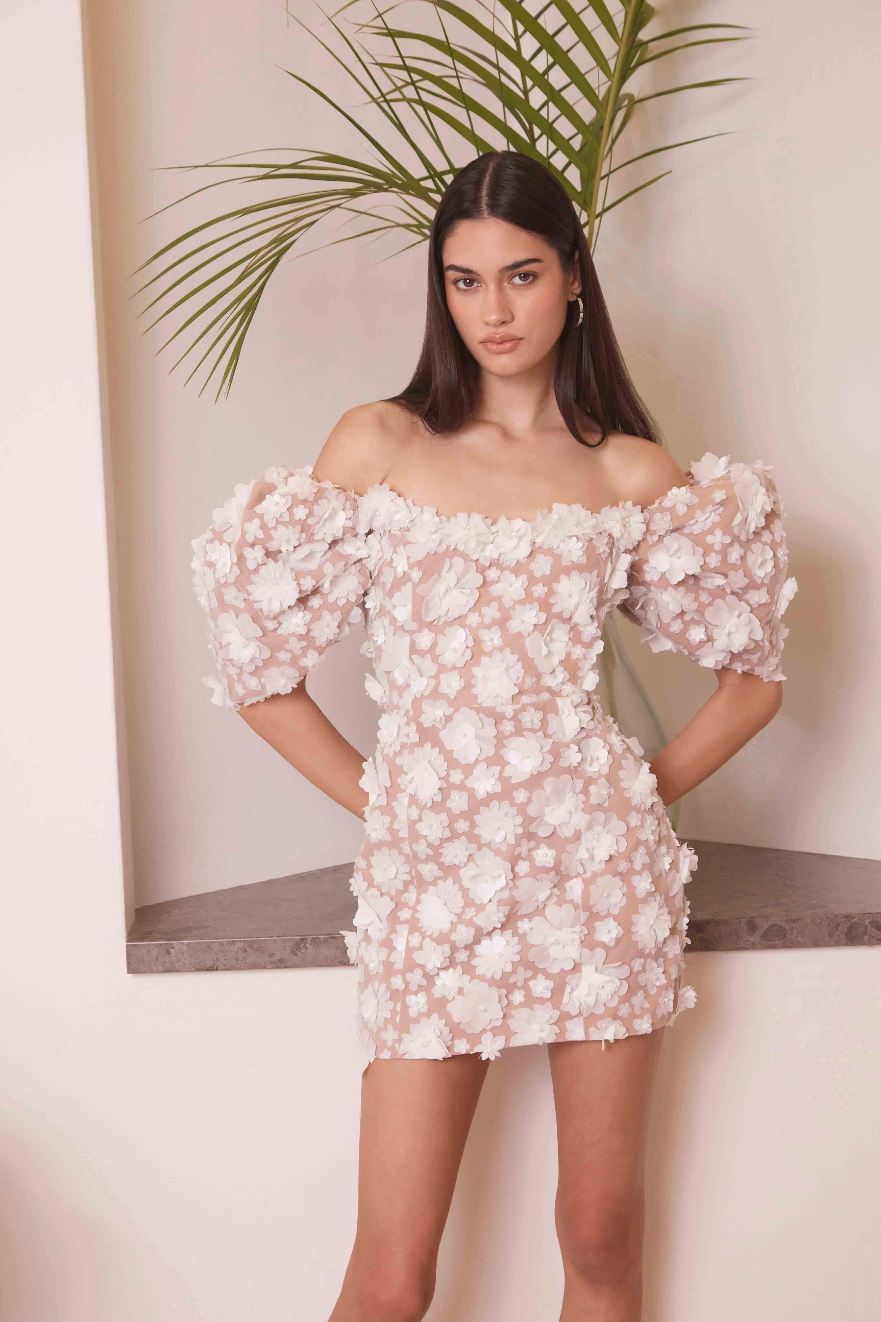 Bluebell Off The Shoulder Mini Dress in White - Image 2