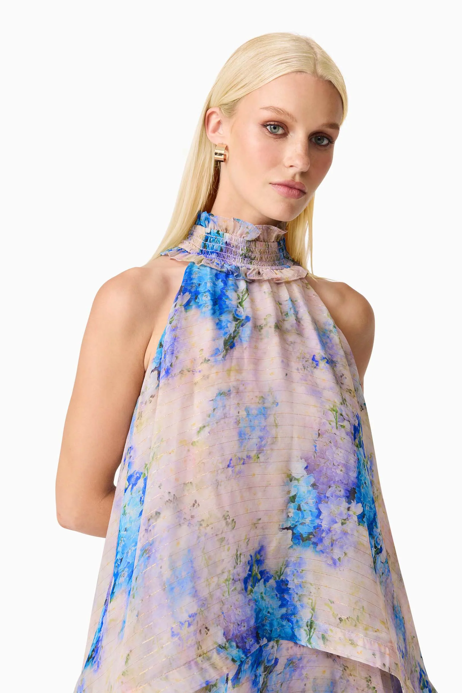 Briony Tiered Gown in Pink & Blue Floral - Image 6