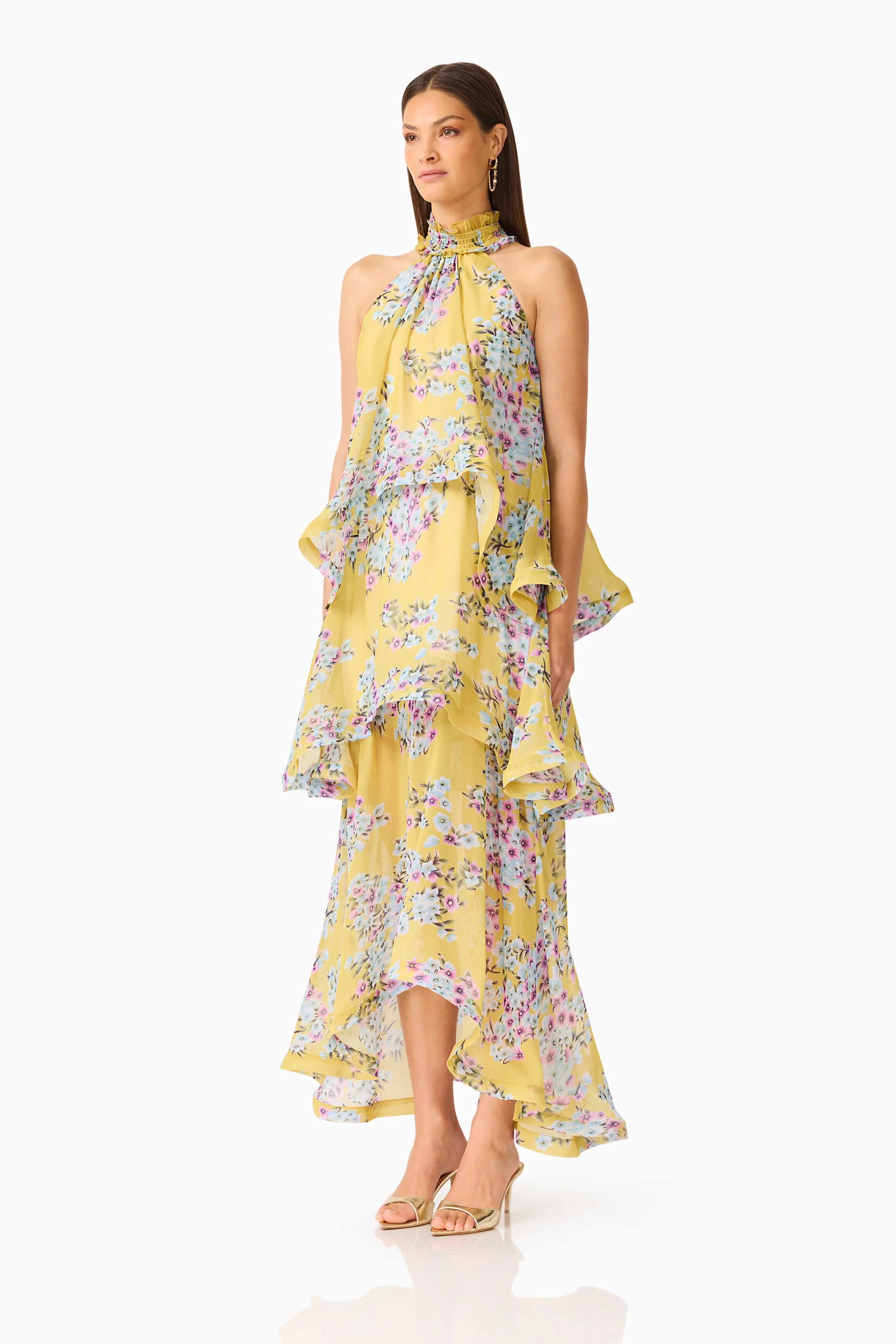 Briony Tiered Gown in Yellow Floral - Image 3