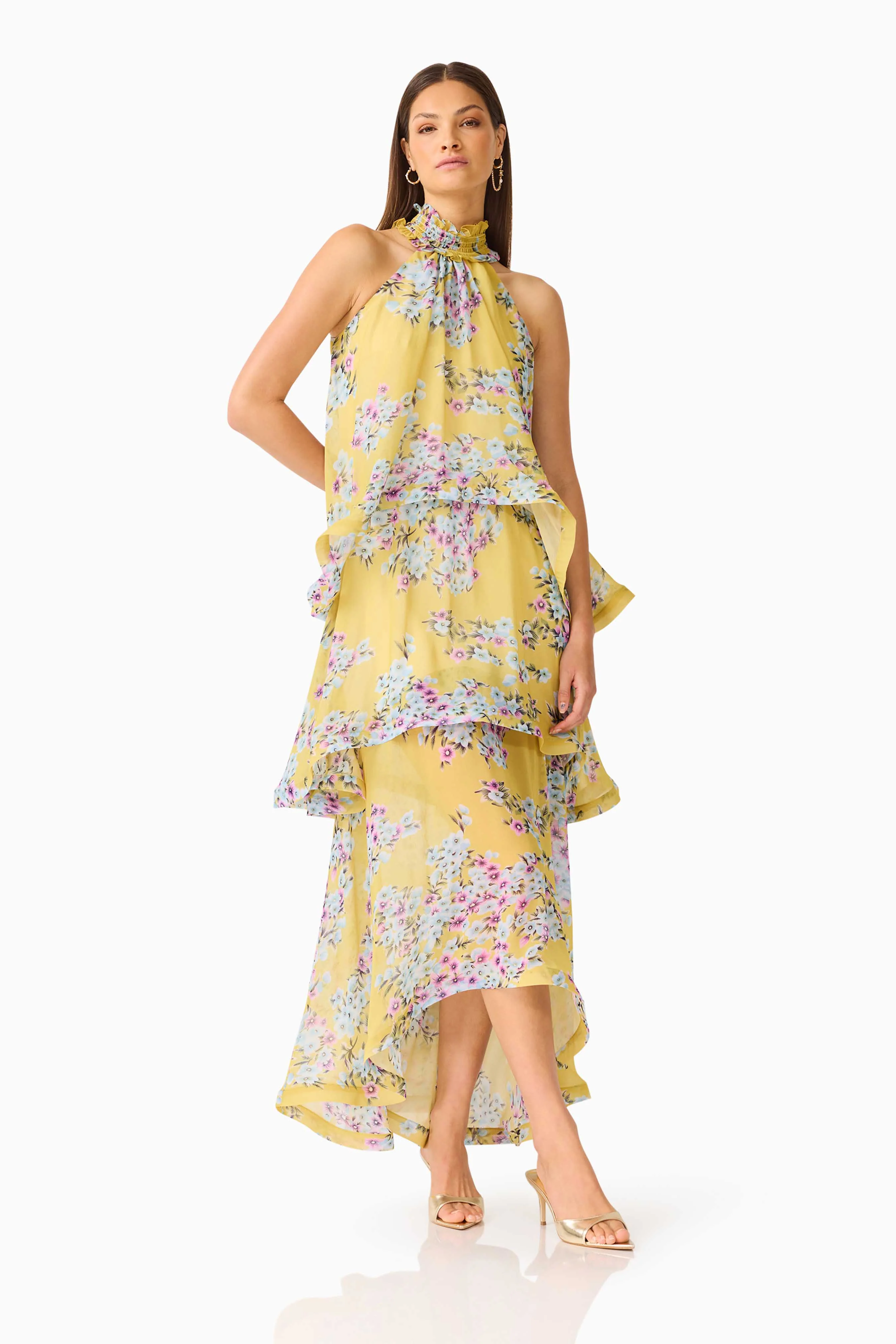 Briony Tiered Gown in Yellow Floral - Image 5