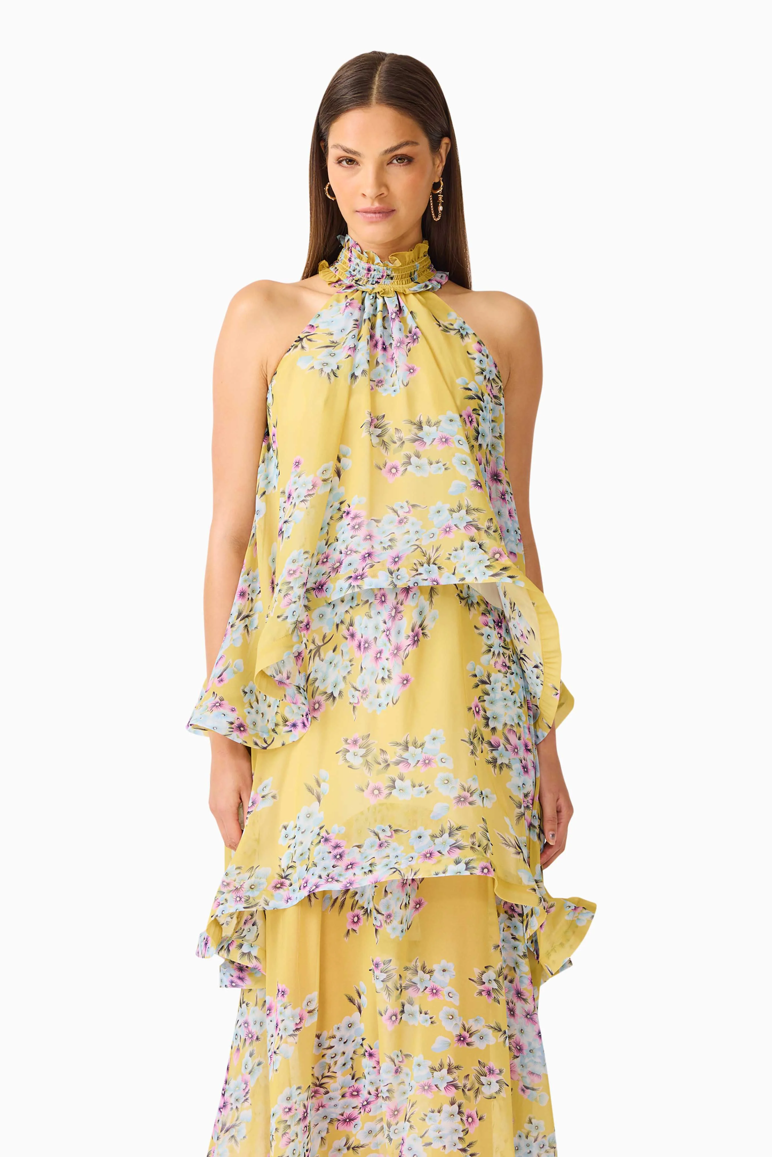 Briony Tiered Gown in Yellow Floral - Image 6