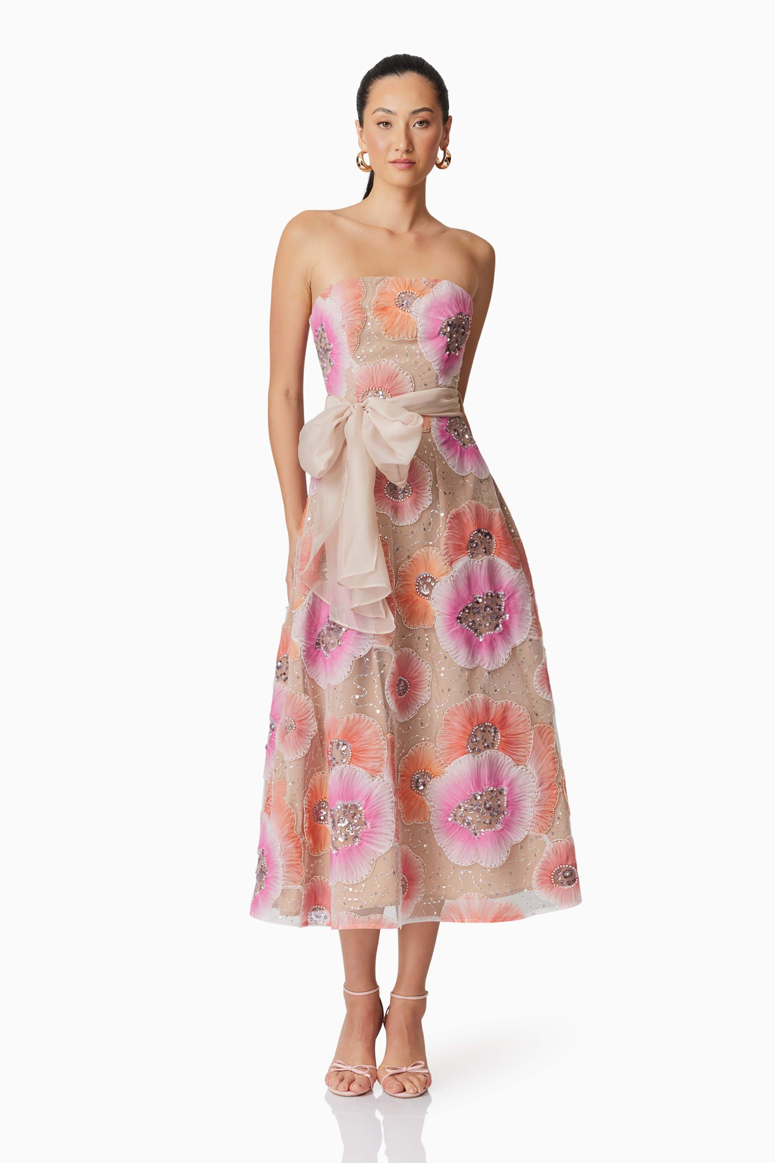 Brittany A-Line Midi Dress in Pink - Image 3