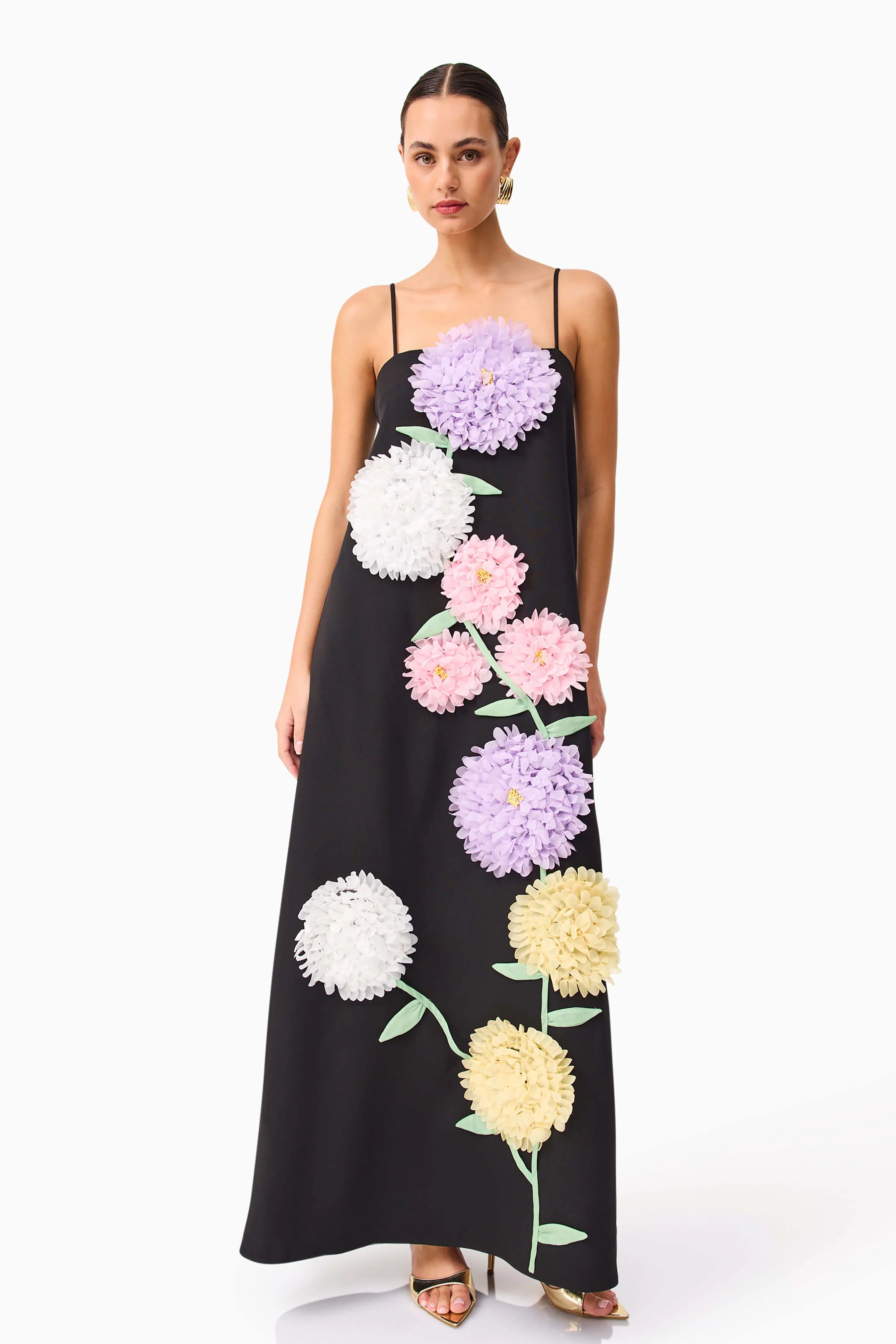Buttercup Embroidered Maxi Dress in Black - Image 6