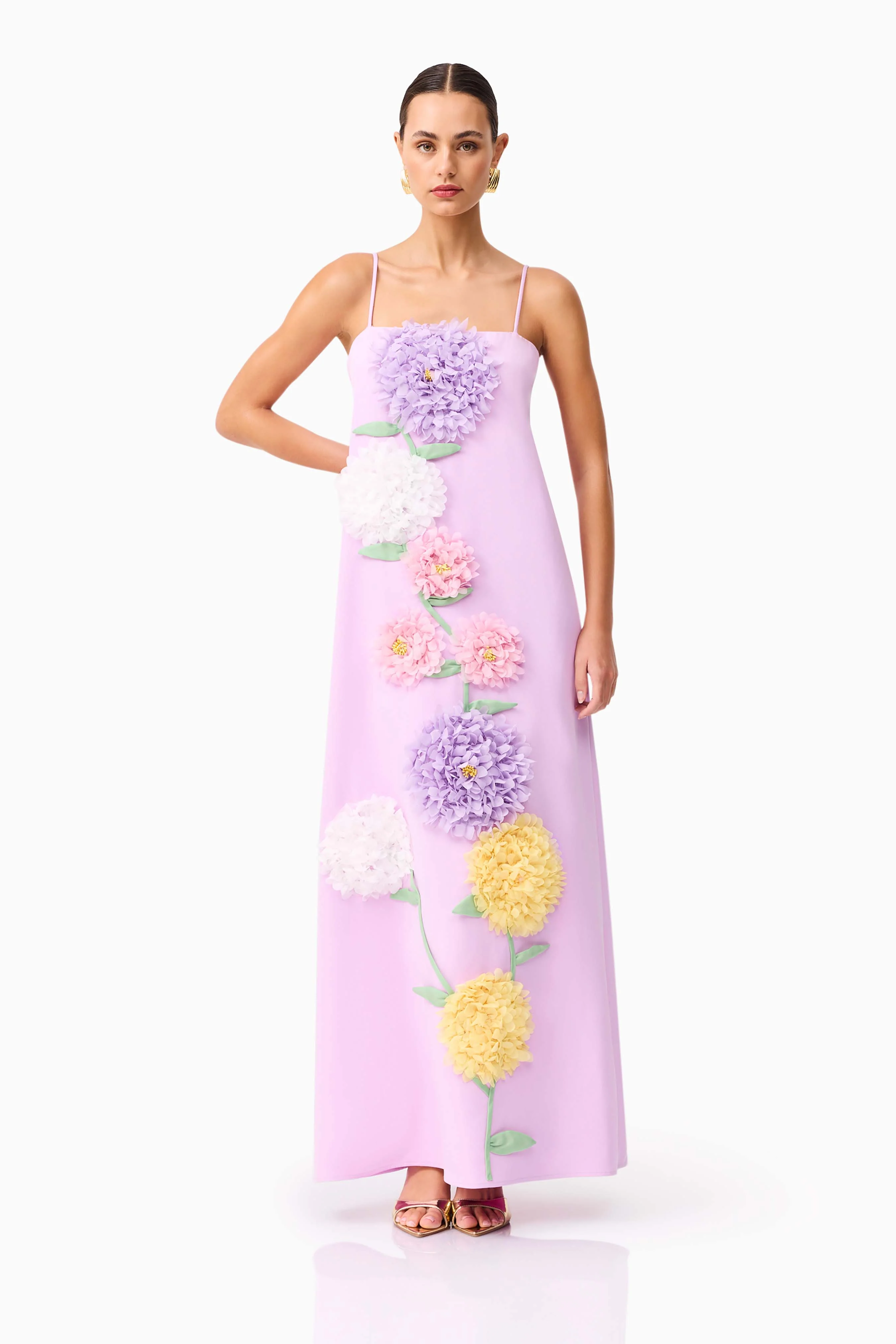 Buttercup Embroidered Maxi Dress in Purple - Image 3