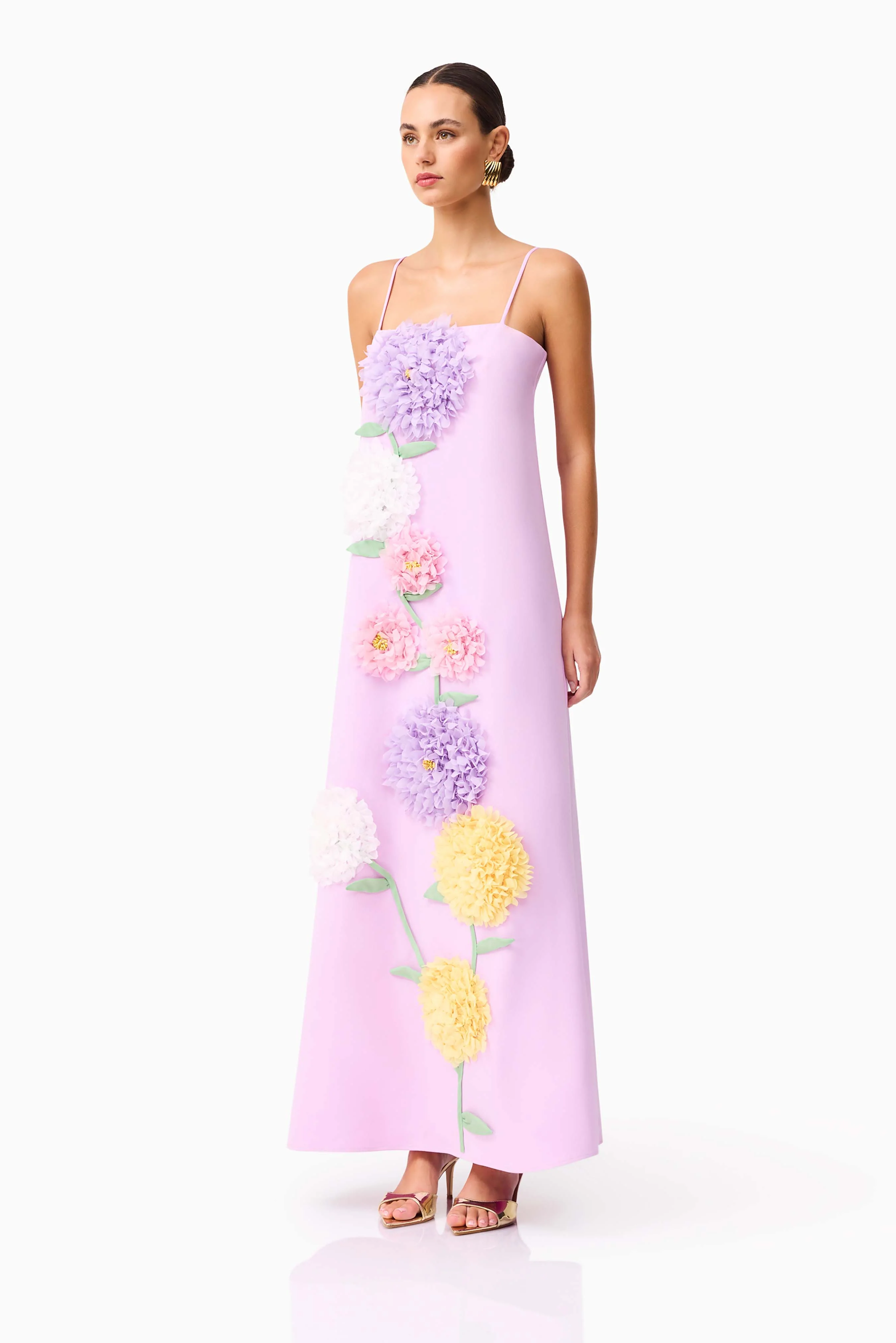 Buttercup Embroidered Maxi Dress in Purple - Image 4