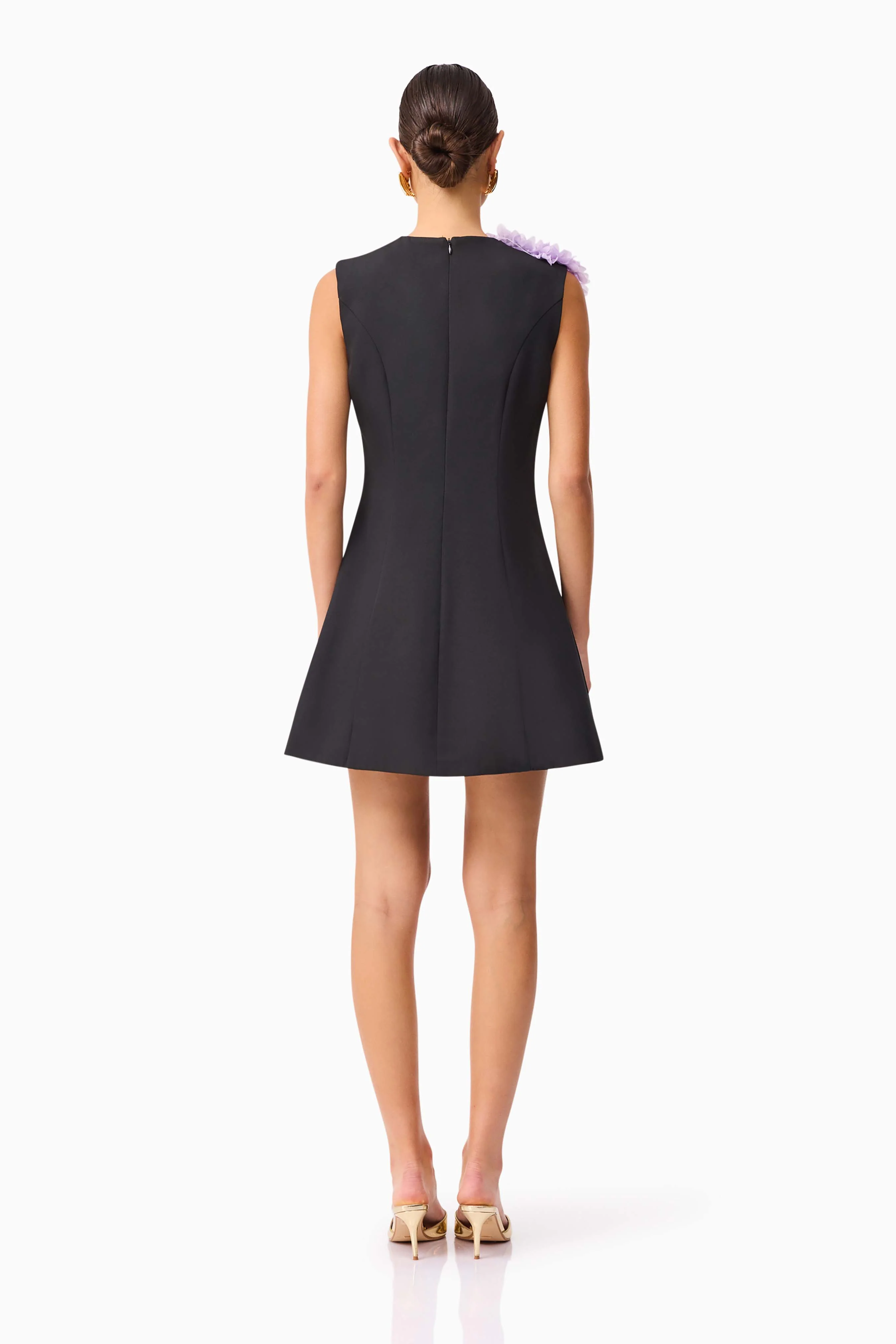 Buttercup Embroidered Mini Dress in Black - Image 5