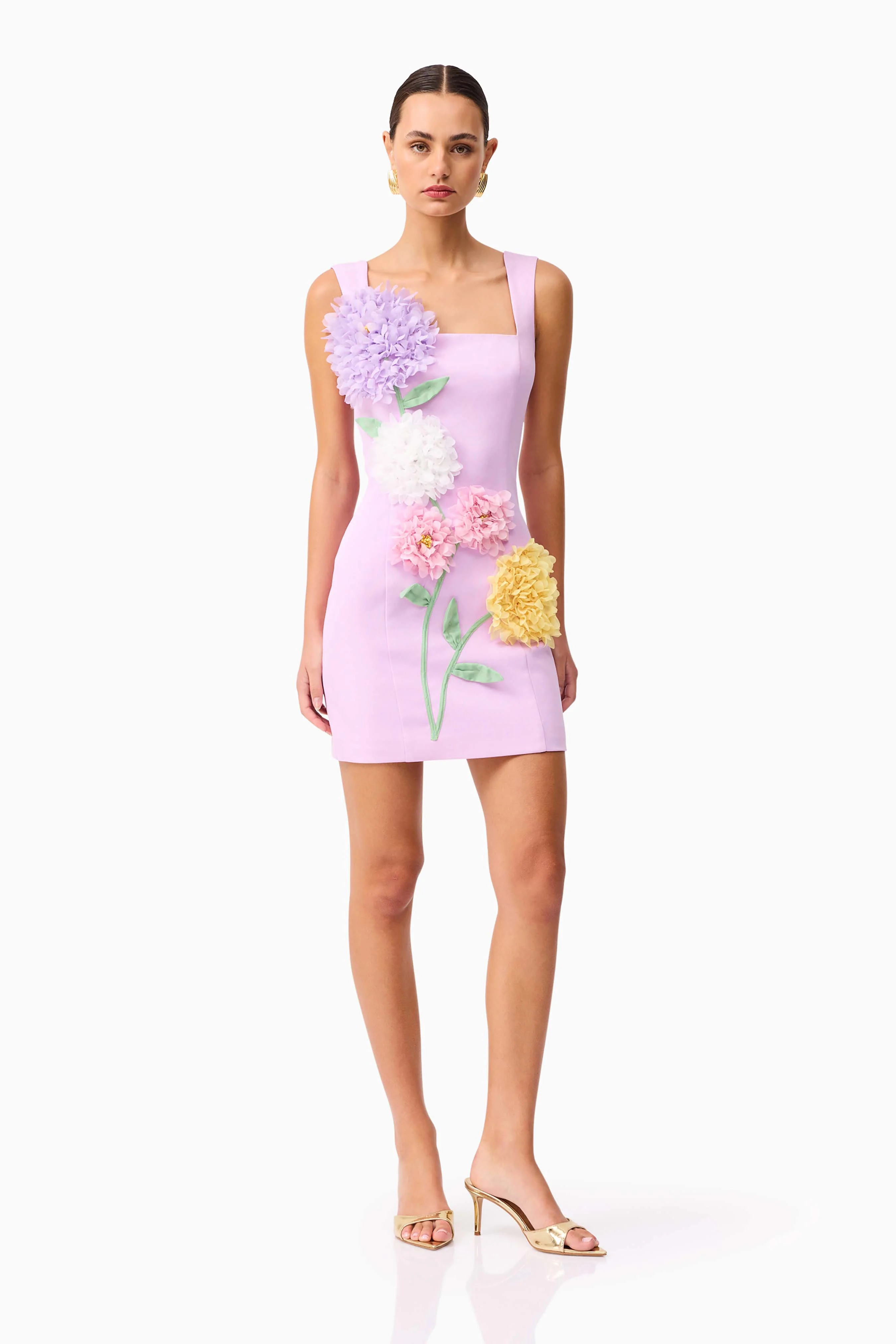 Buttercup Embroidered Party Mini Dress in Purple - Image 6